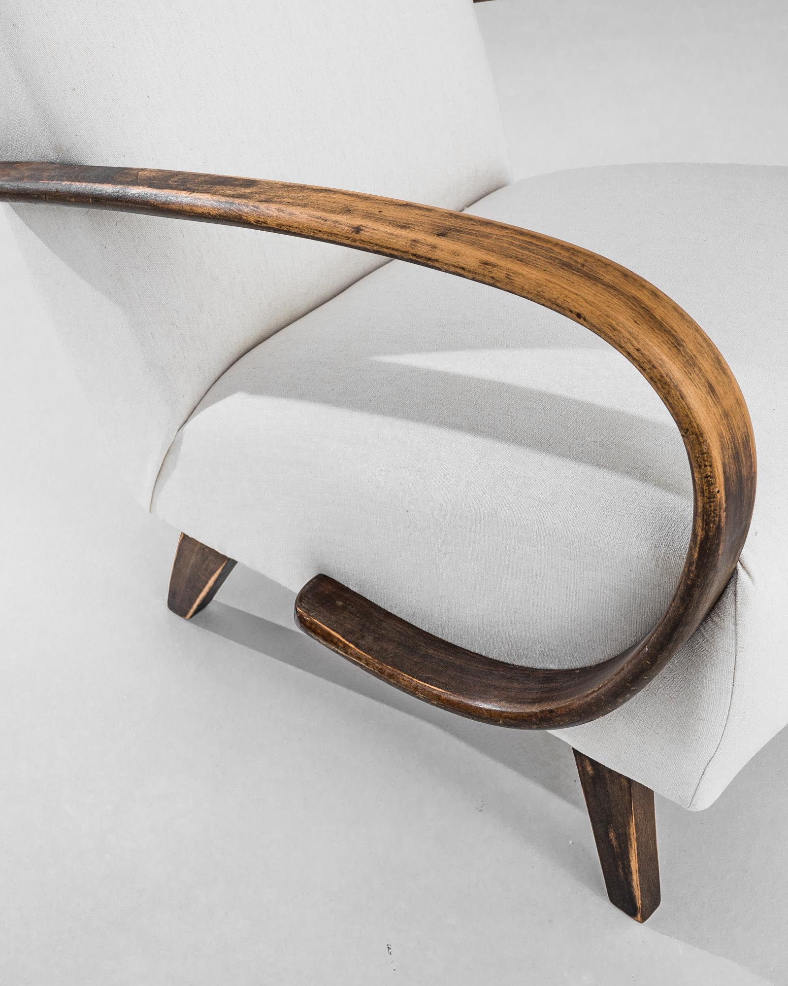 Mid-Century Modern 1950s Czech Wooden Armchair by J. Halabala
