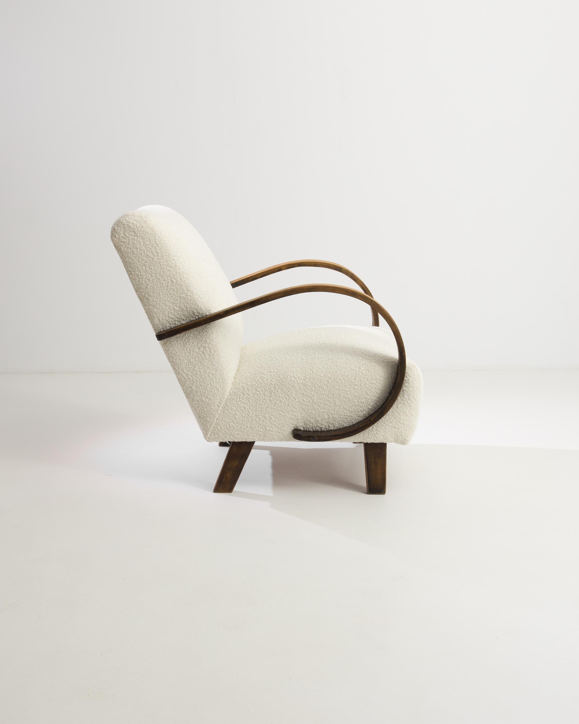 Mid-Century Modern 1950s Czech Wooden Armchair by J. Halabala