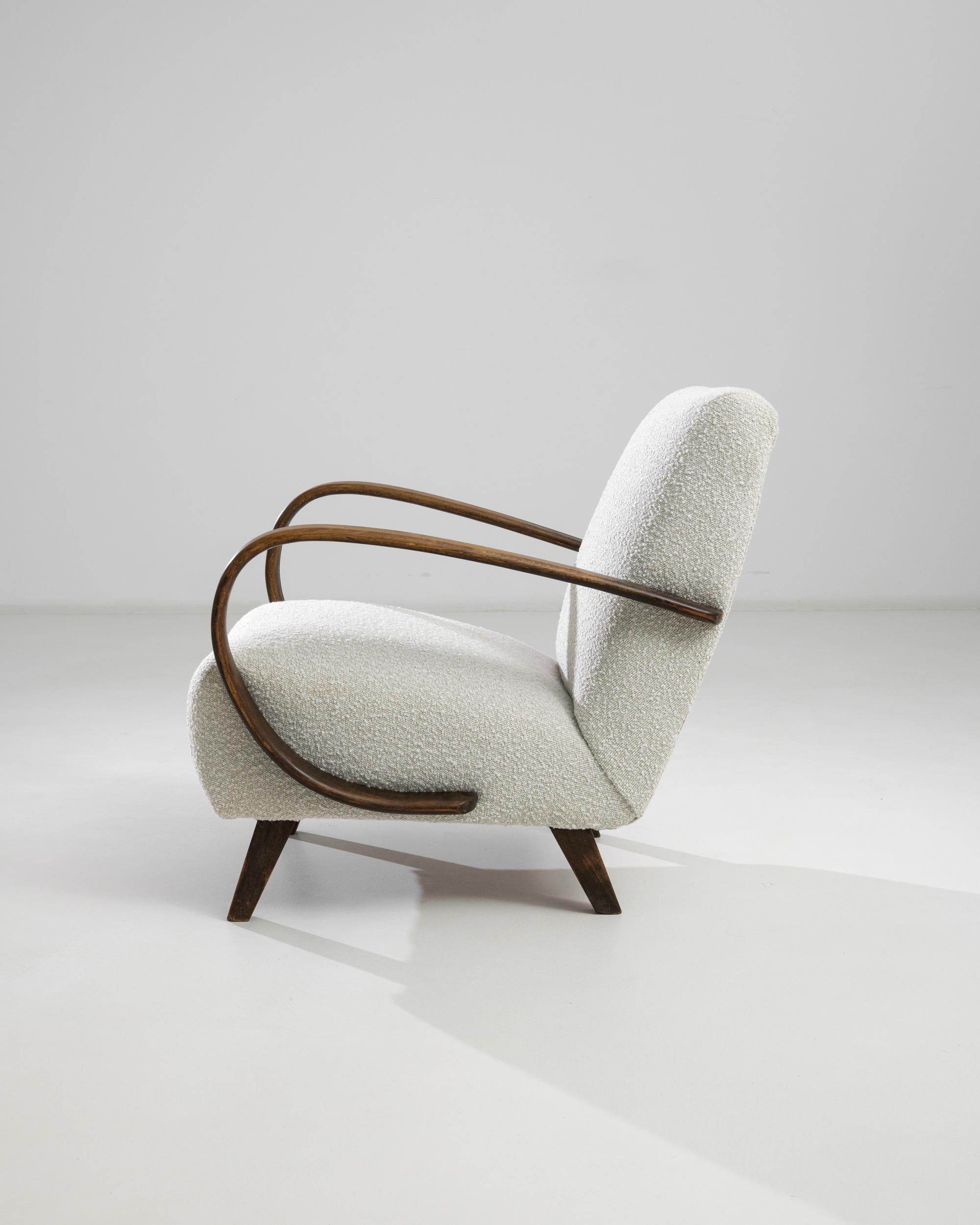 Mid-Century Modern 1950s Czech Wooden Armchair by J. Halabala