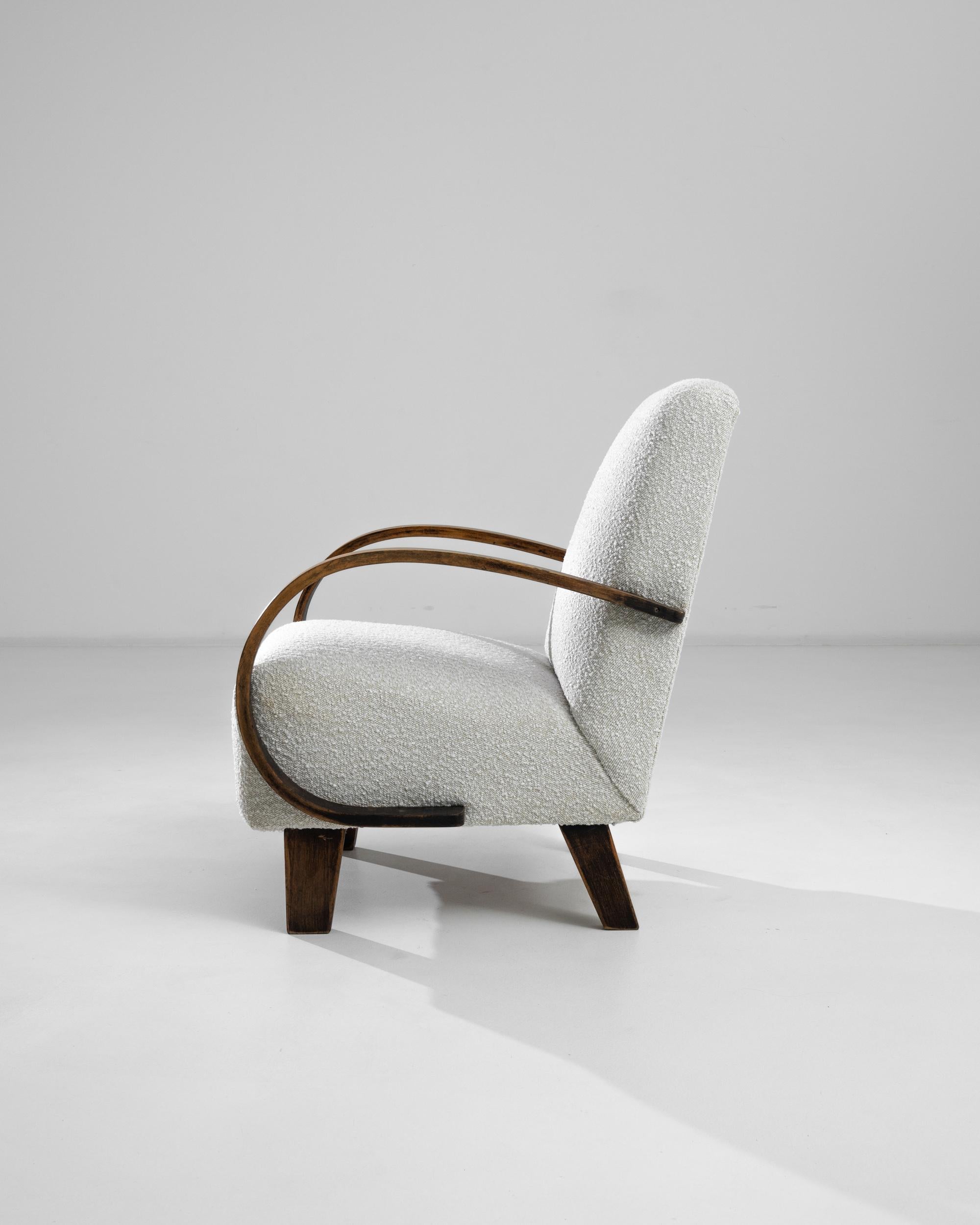 Mid-Century Modern 1950s Czech Wooden Armchair by J. Halabala
