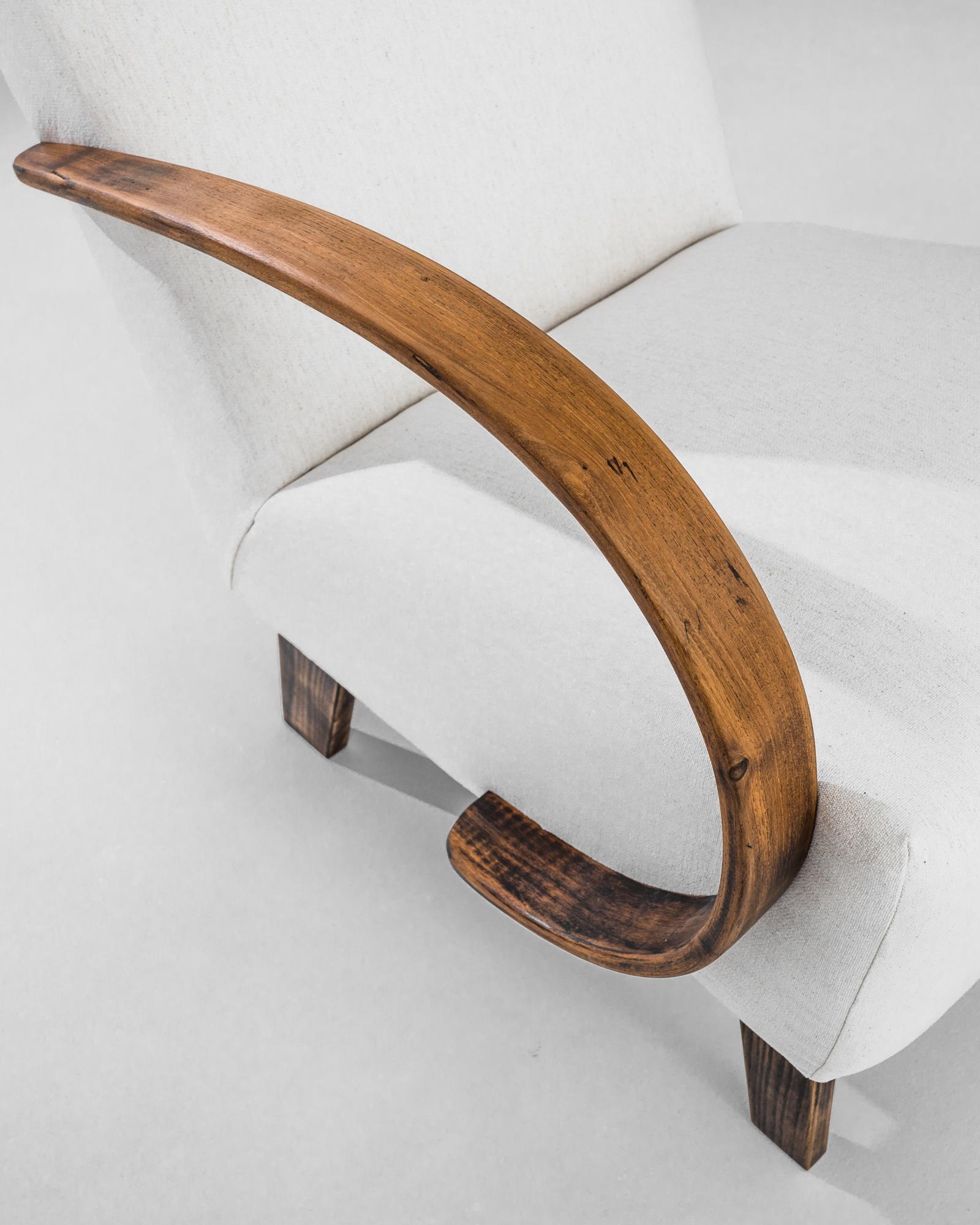 Mid-Century Modern 1950s Czech Wooden Armchair by J. Halabala For Sale
