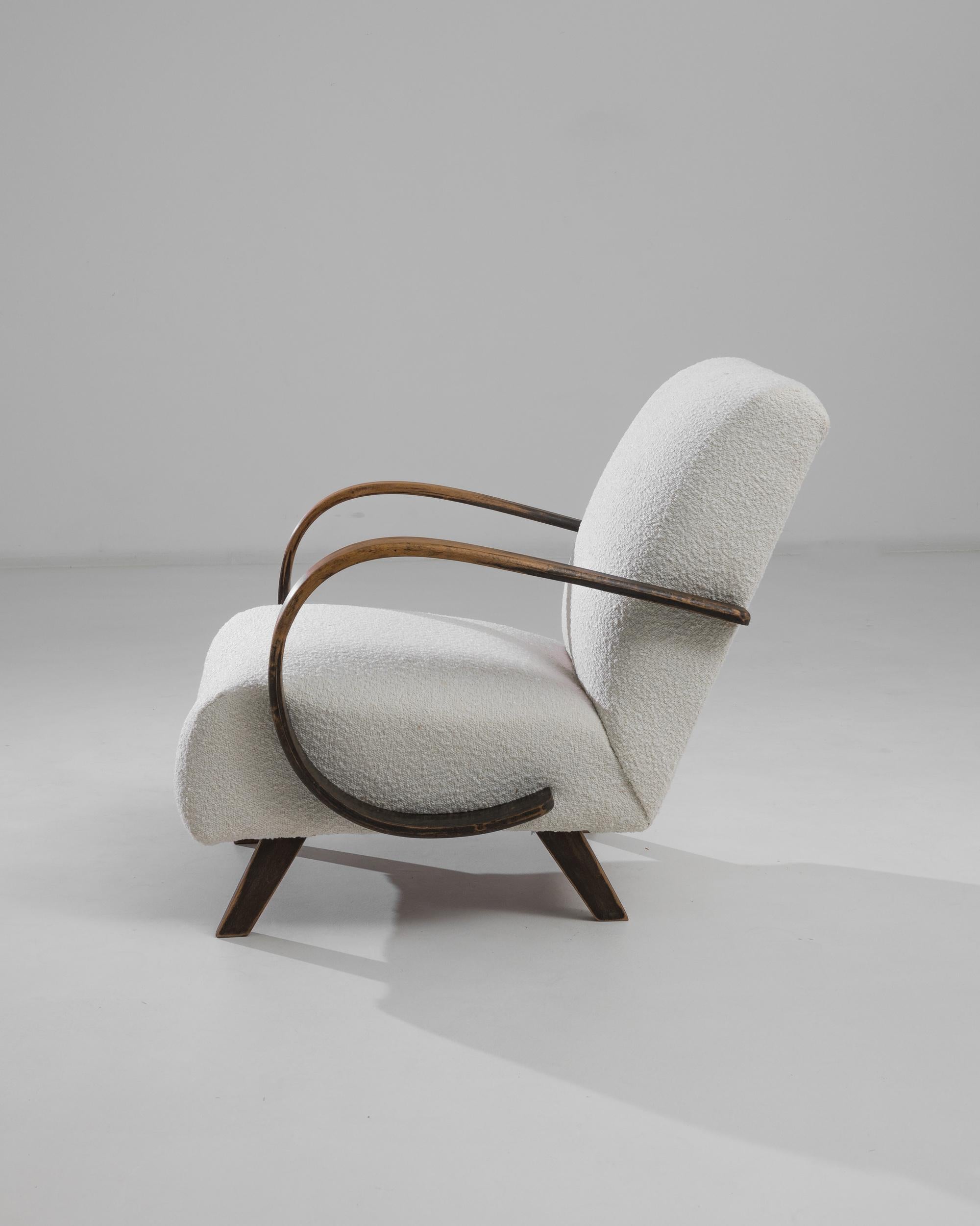 Mid-Century Modern 1950s Czech Wooden Armchair by J. Halabala