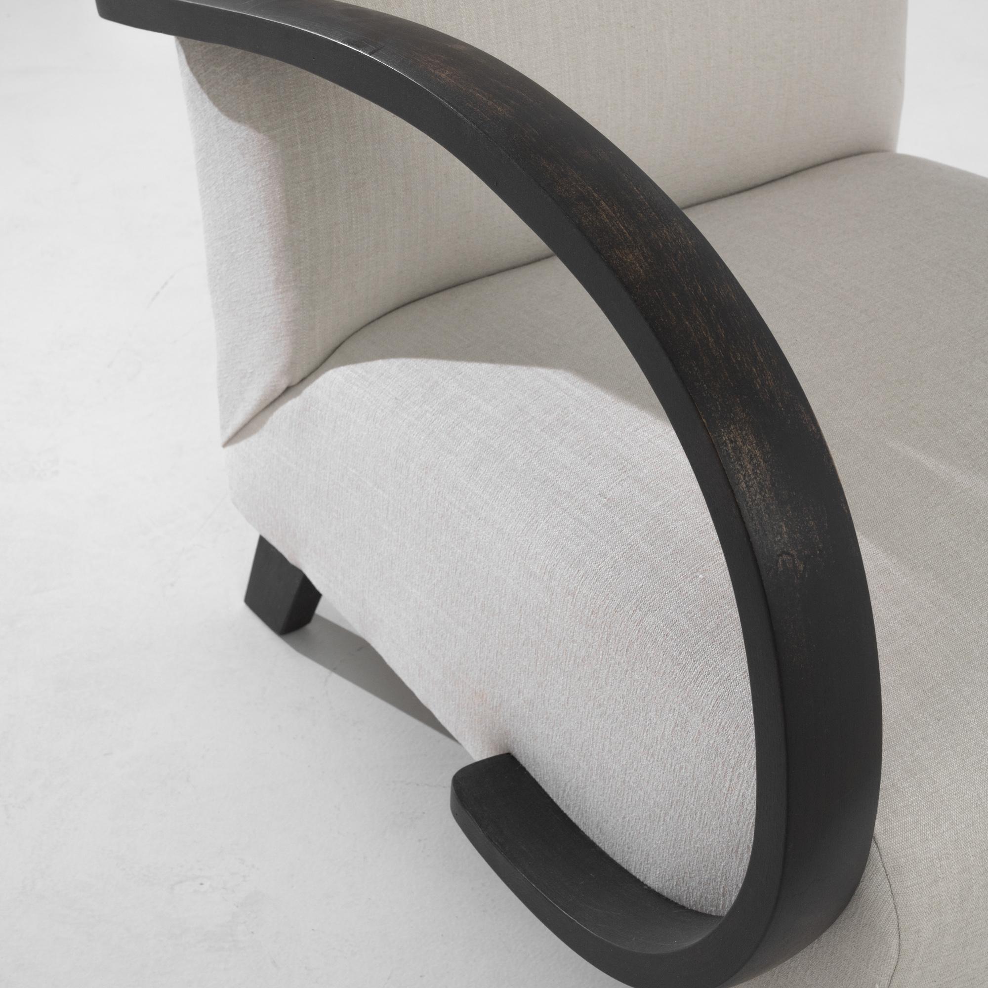 Mid-Century Modern 1950s Czech Wooden Armchair by J. Halabala For Sale
