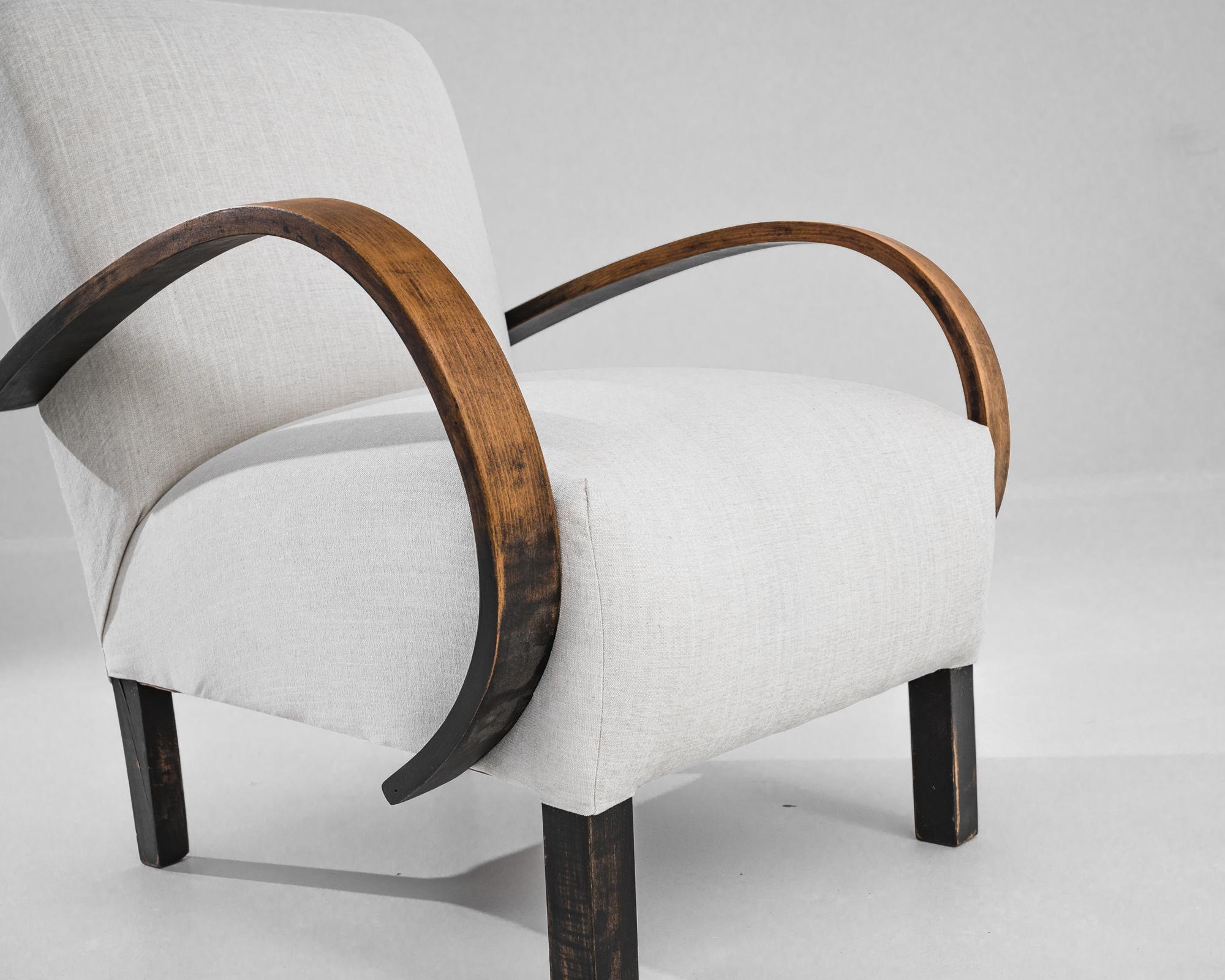 1950s Czech Wooden Armchair by J. Halabala In Good Condition For Sale In High Point, NC