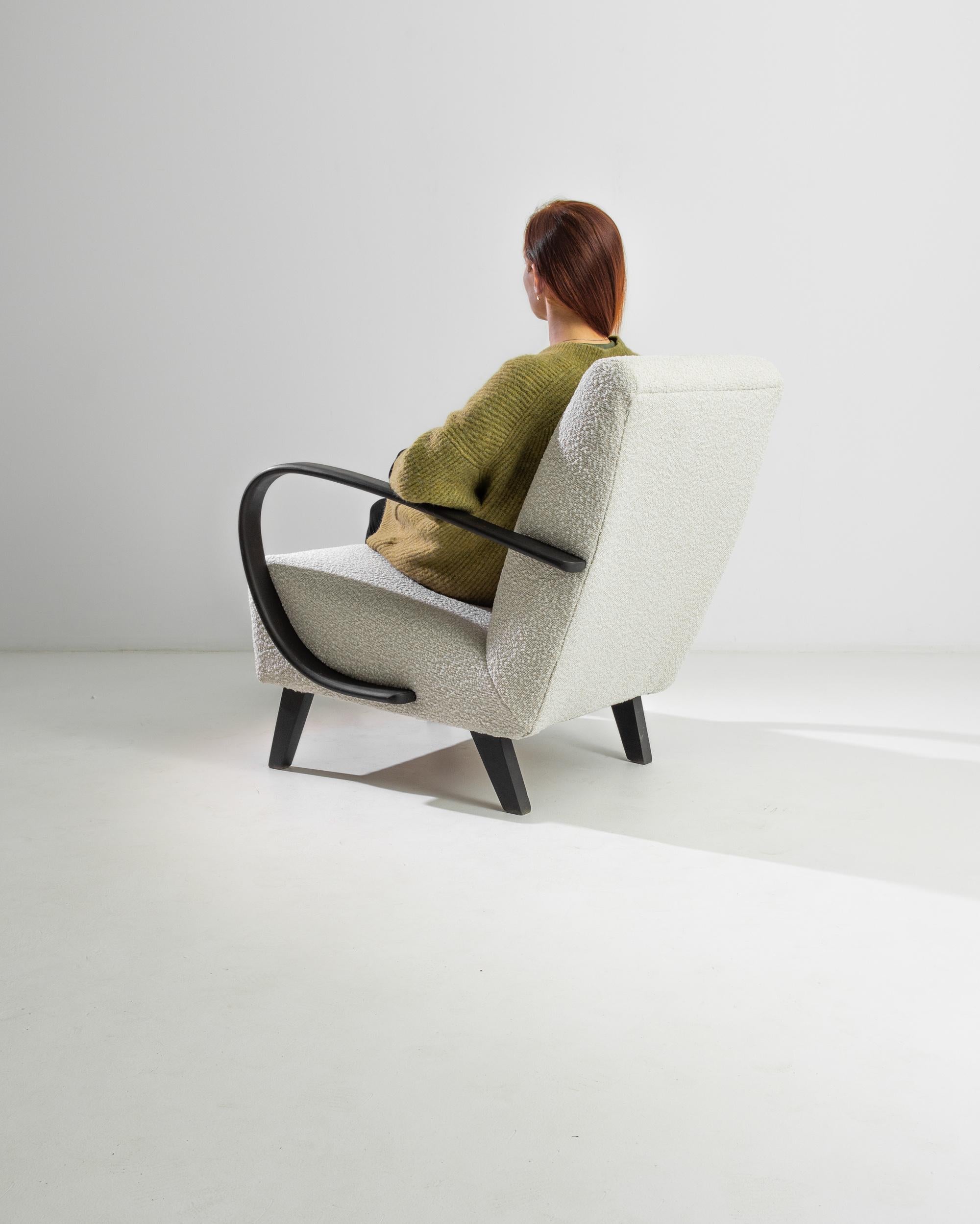 Upholstery 1950s Czech Wooden Armchair by J. Halabala For Sale