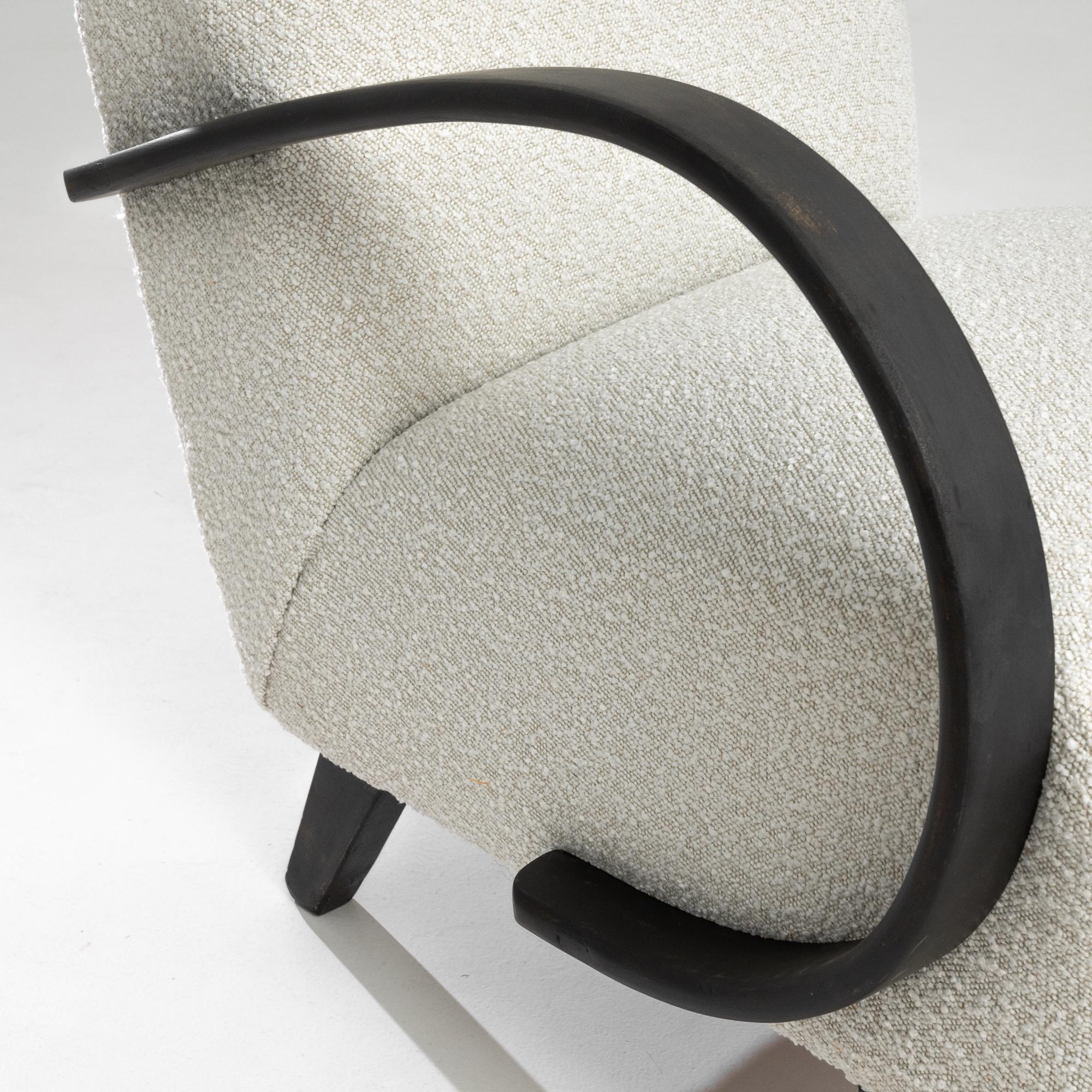 Upholstery 1950s Czech Wooden Armchair by J. Halabala For Sale