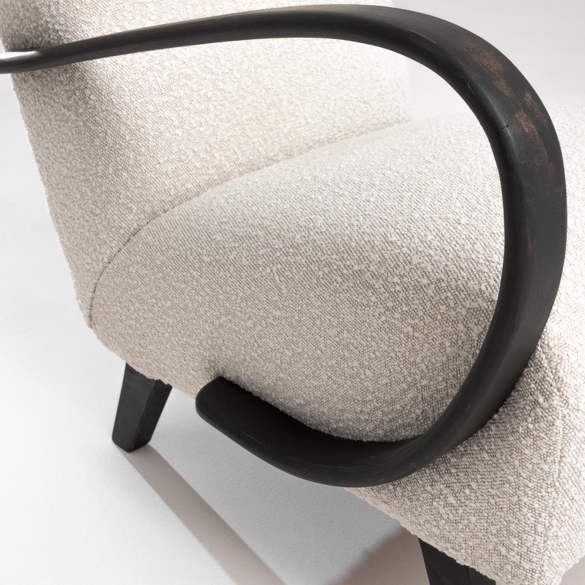 Upholstery 1950s Czech Wooden Armchair by J. Halabala For Sale