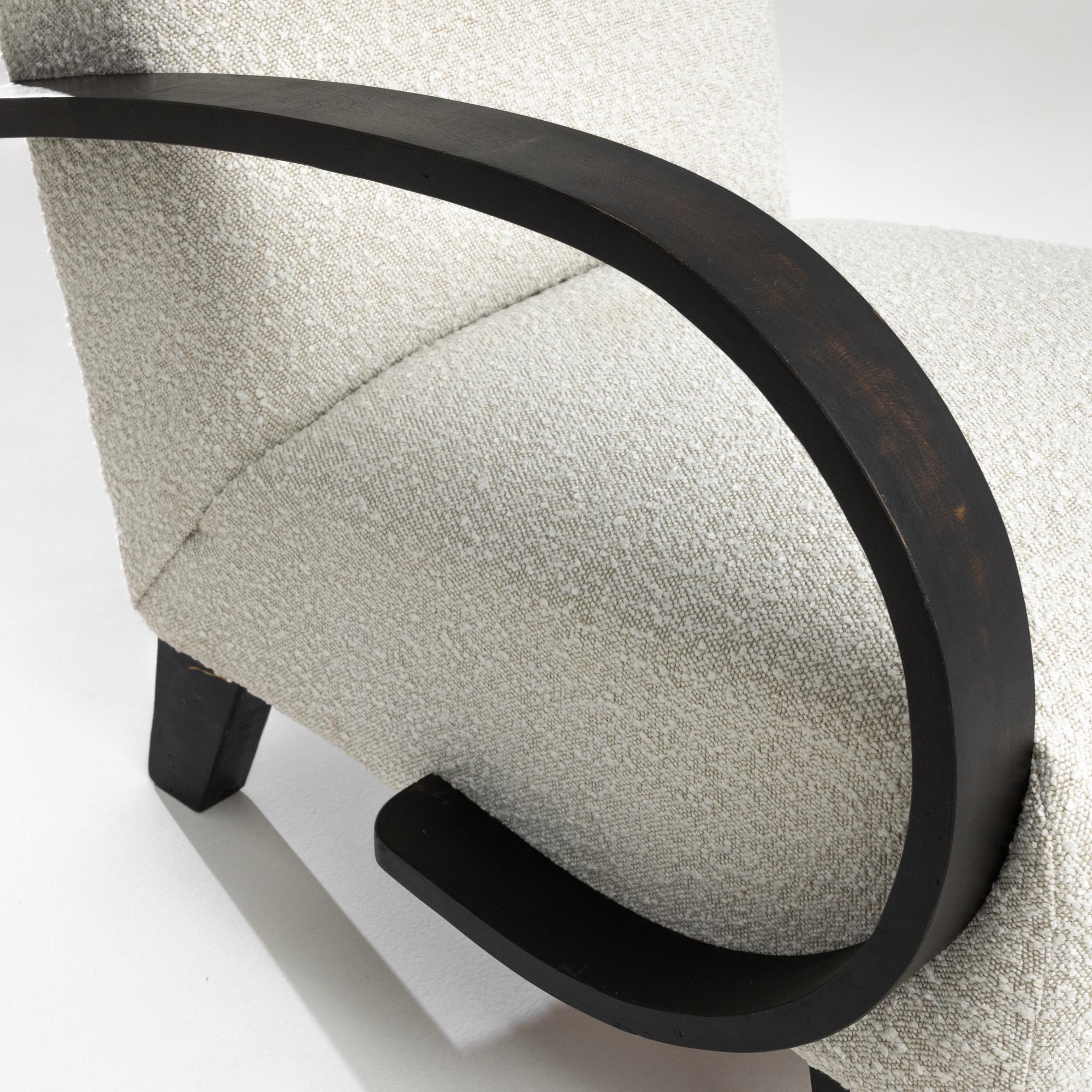 Upholstery 1950s Czech Wooden Armchair by J. Halabala For Sale