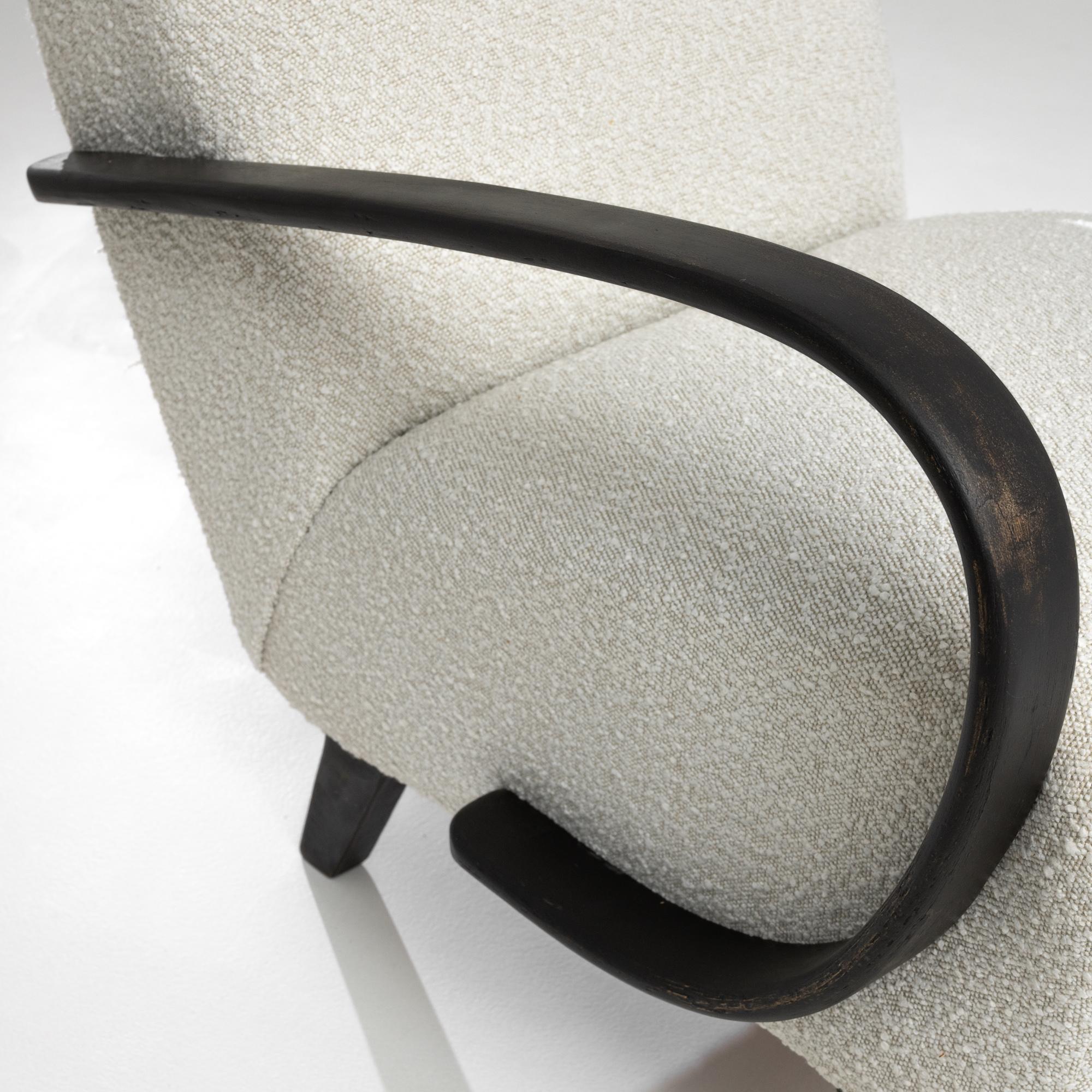 Upholstery 1950s Czech Wooden Armchair by J. Halabala For Sale