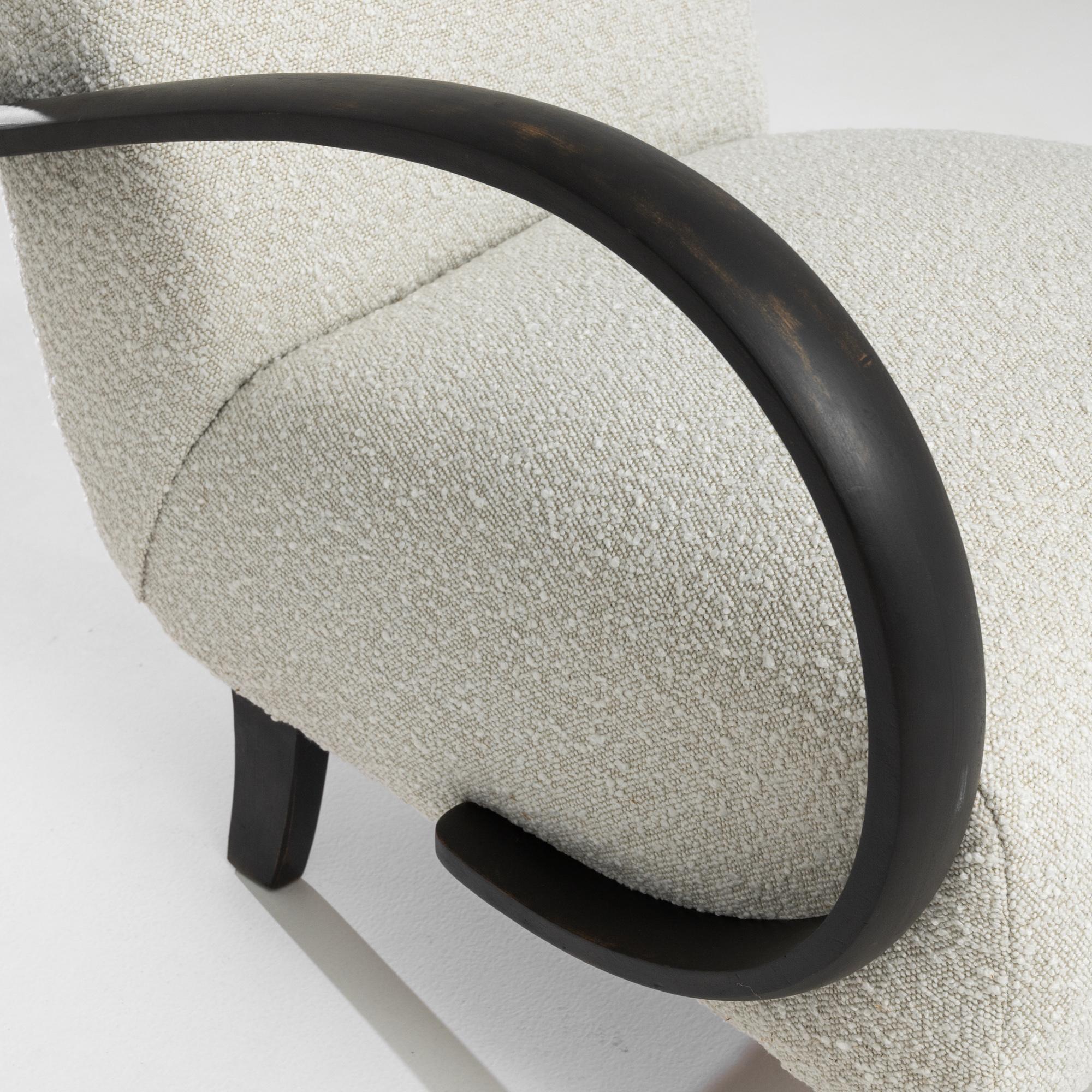 Upholstery 1950s Czech Wooden Armchair by J. Halabala For Sale