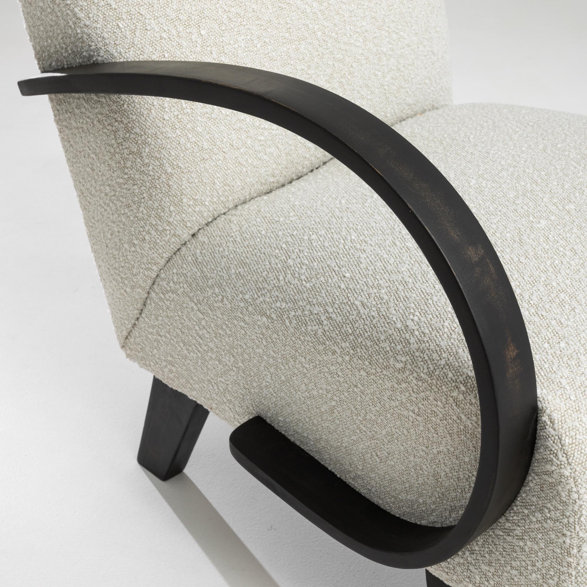 Upholstery 1950s Czech Wooden Armchair by J. Halabala For Sale