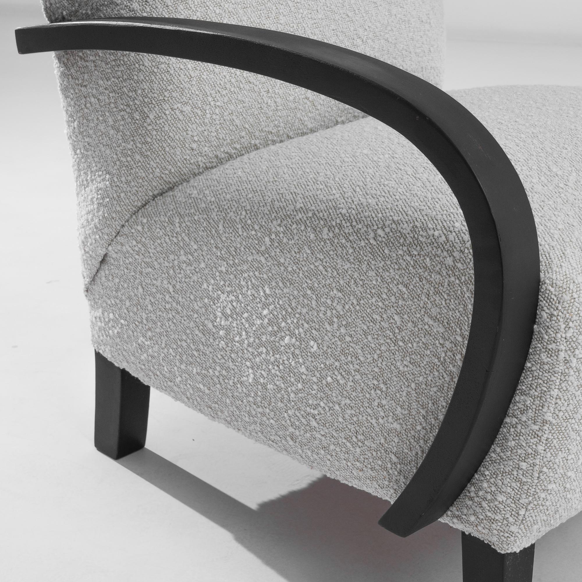 Upholstery 1950s Czech Wooden Armchair by J. Halabala For Sale