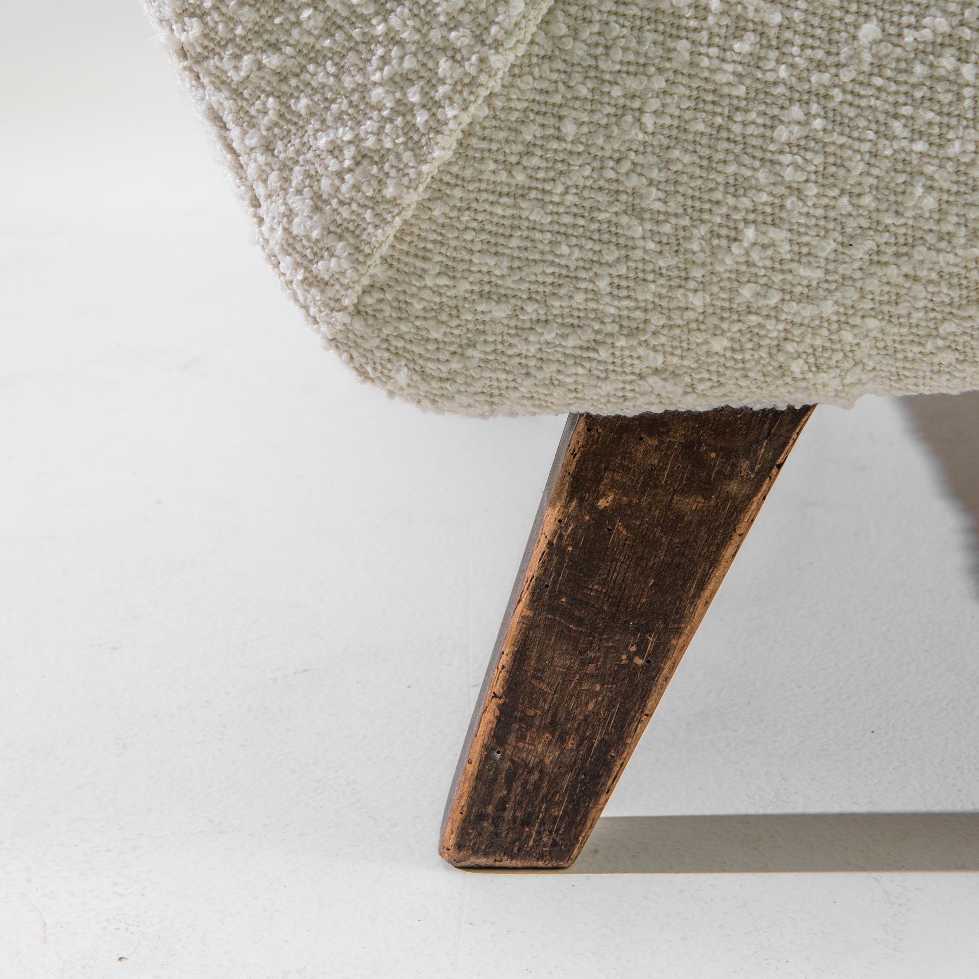 Upholstery 1950s Czech Wooden Armchair
