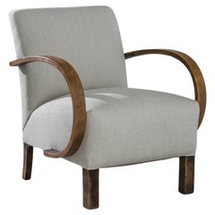 Antique 1950s Czech Wooden Armchair