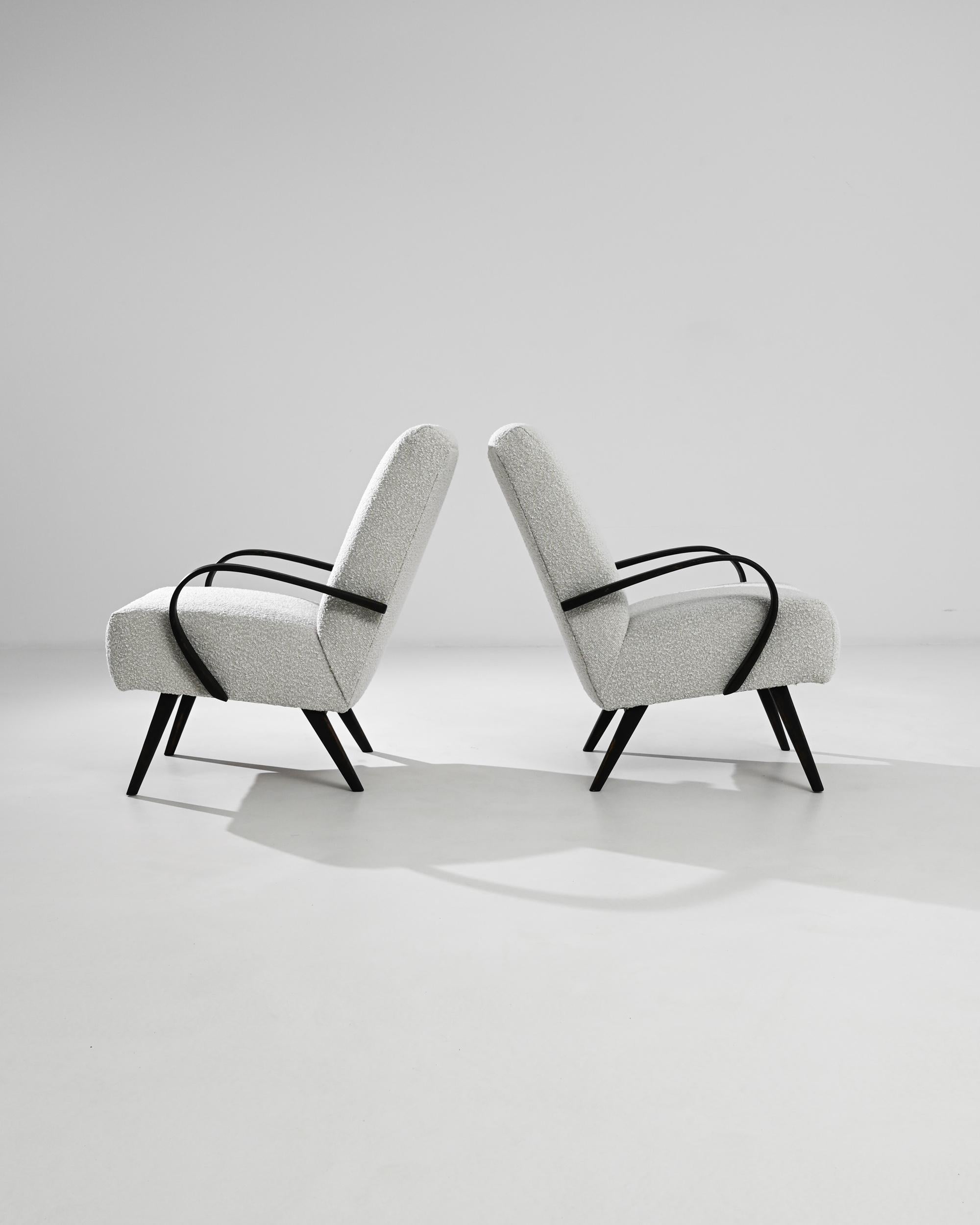 1950s Czech Wooden Armchairs by J. Halabala, a Pair In Good Condition For Sale In High Point, NC
