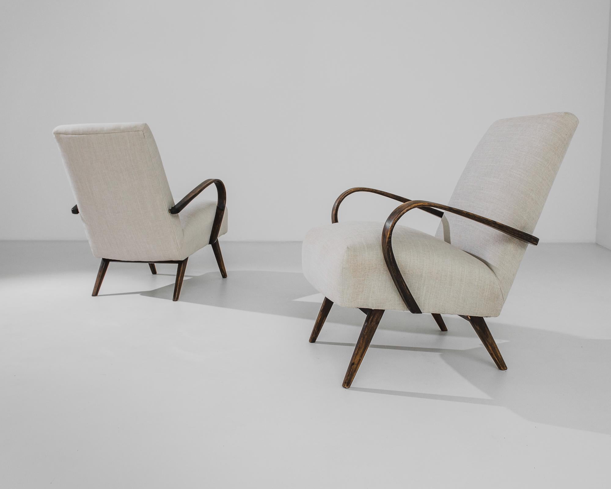 1950s Czech Wooden Armchairs by J. Halabala, a Pair For Sale 1