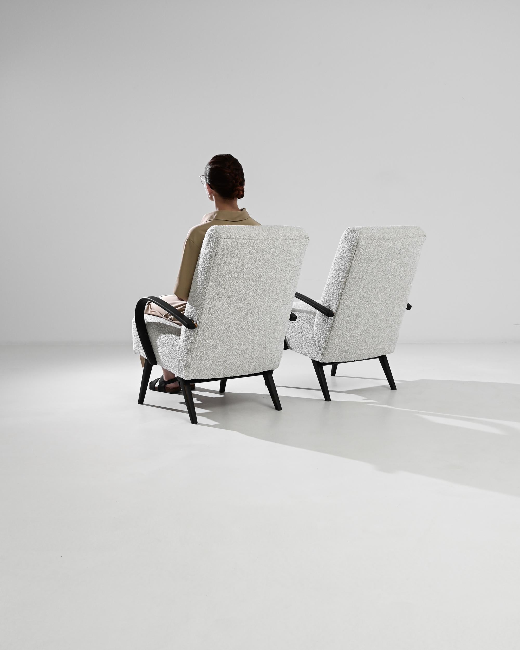 Upholstery 1950s Czech Wooden Armchairs by J. Halabala, a Pair For Sale