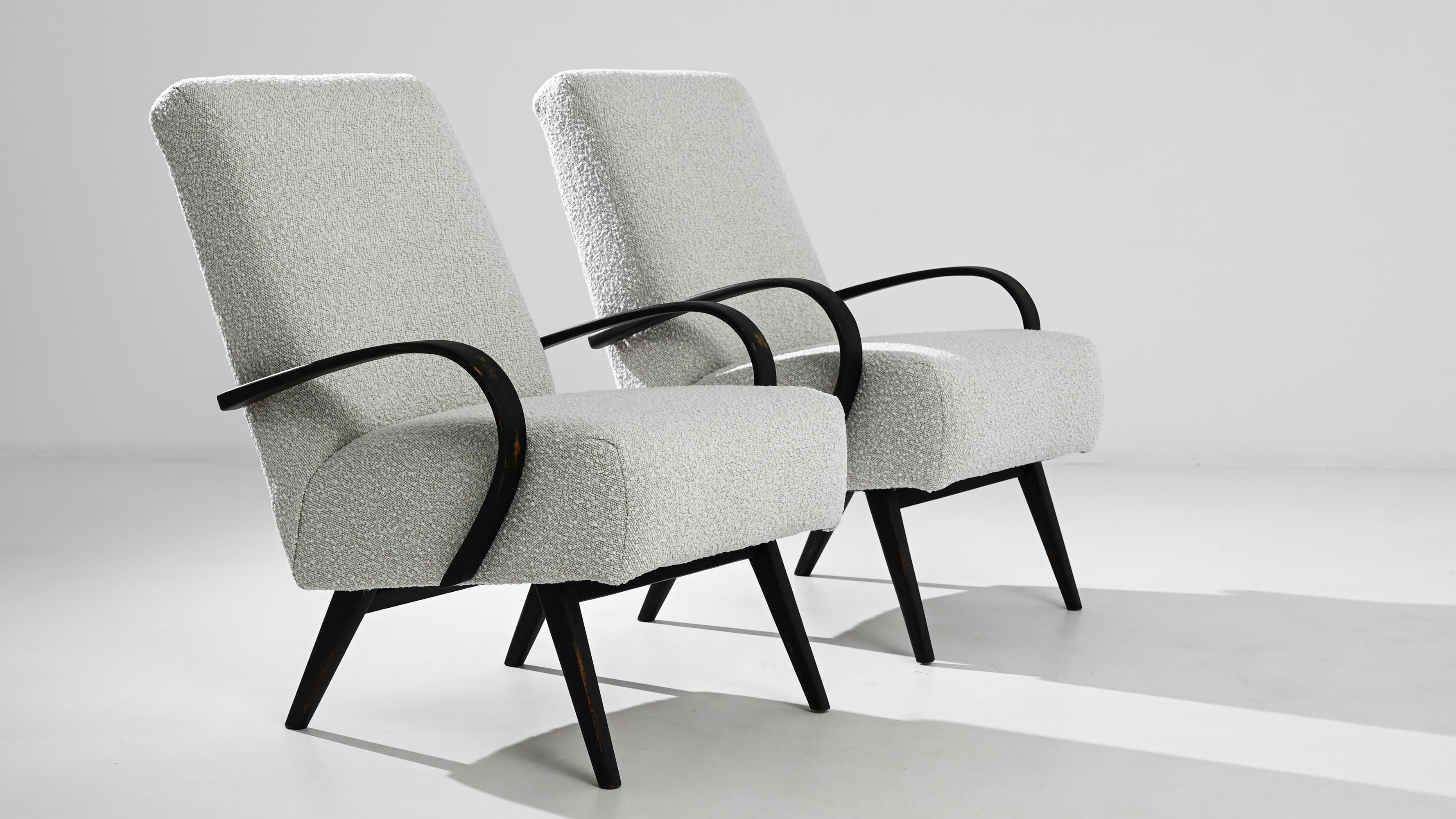 1950s Czech Wooden Armchairs by J. Halabala, a Pair For Sale 1
