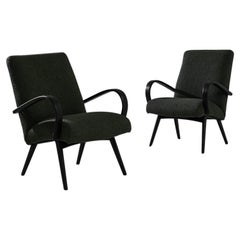 1950s Czech Wooden Armchairs by J. Halabala, a Pair