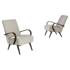 1950s Czech Wooden Armchairs by J. Halabala, a Pair
