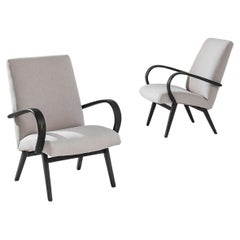 1950s Czech Wooden Armchairs by J. Halabala, a Pair