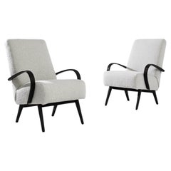 1950s Czech Wooden Armchairs by J. Halabala, a Pair