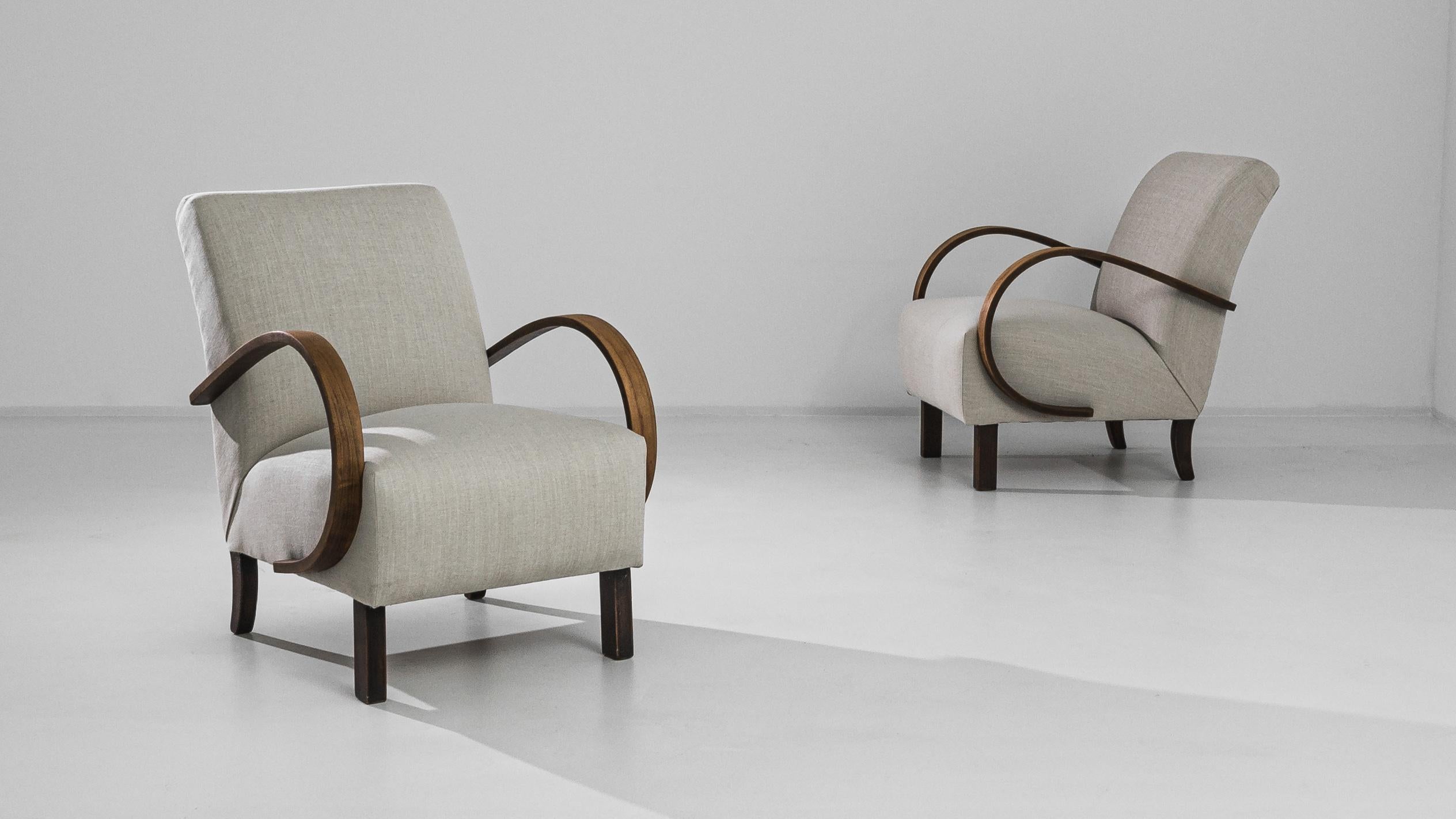1950s Czech Wooden Armchairs by J. Halabala 1