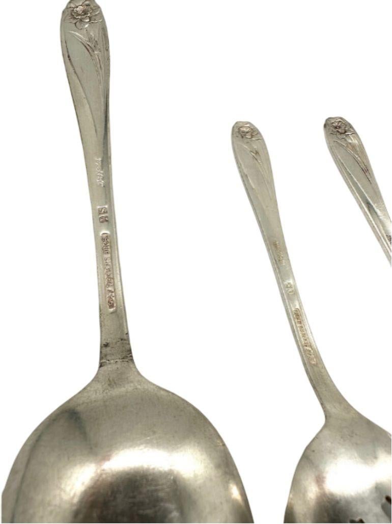 American 1950s Daffodil Silverware by International Silver signed 1847 by Rodgers Bros For Sale