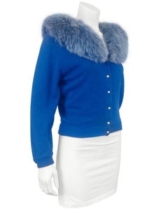 1950's Dalton Blue Cashmere Cardigan with Collar