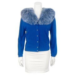 1950's Dalton Blue Cashmere Cardigan with Collar