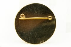 1950s Dancer Ballerina Pearl Turquoise Coral Yellow Gold Circle Brooch Pin