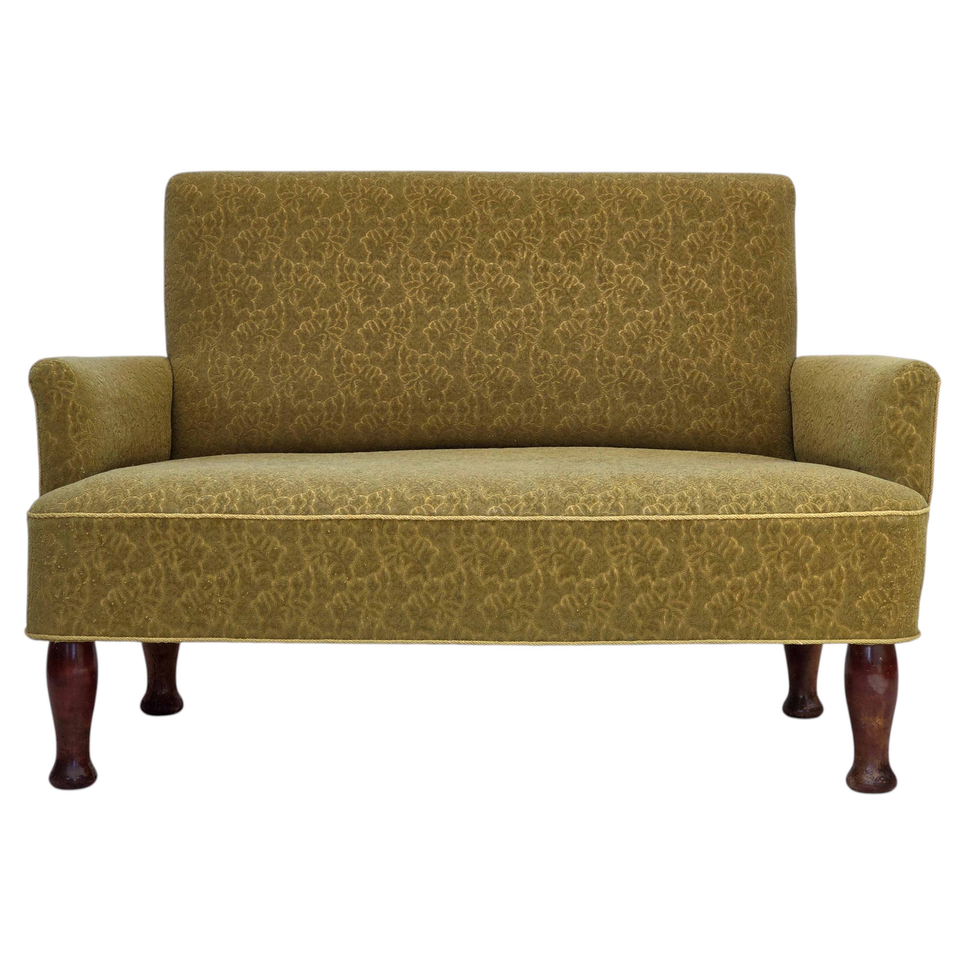 1950s, Danish 2-seater sofa, green furniture wool fabric.