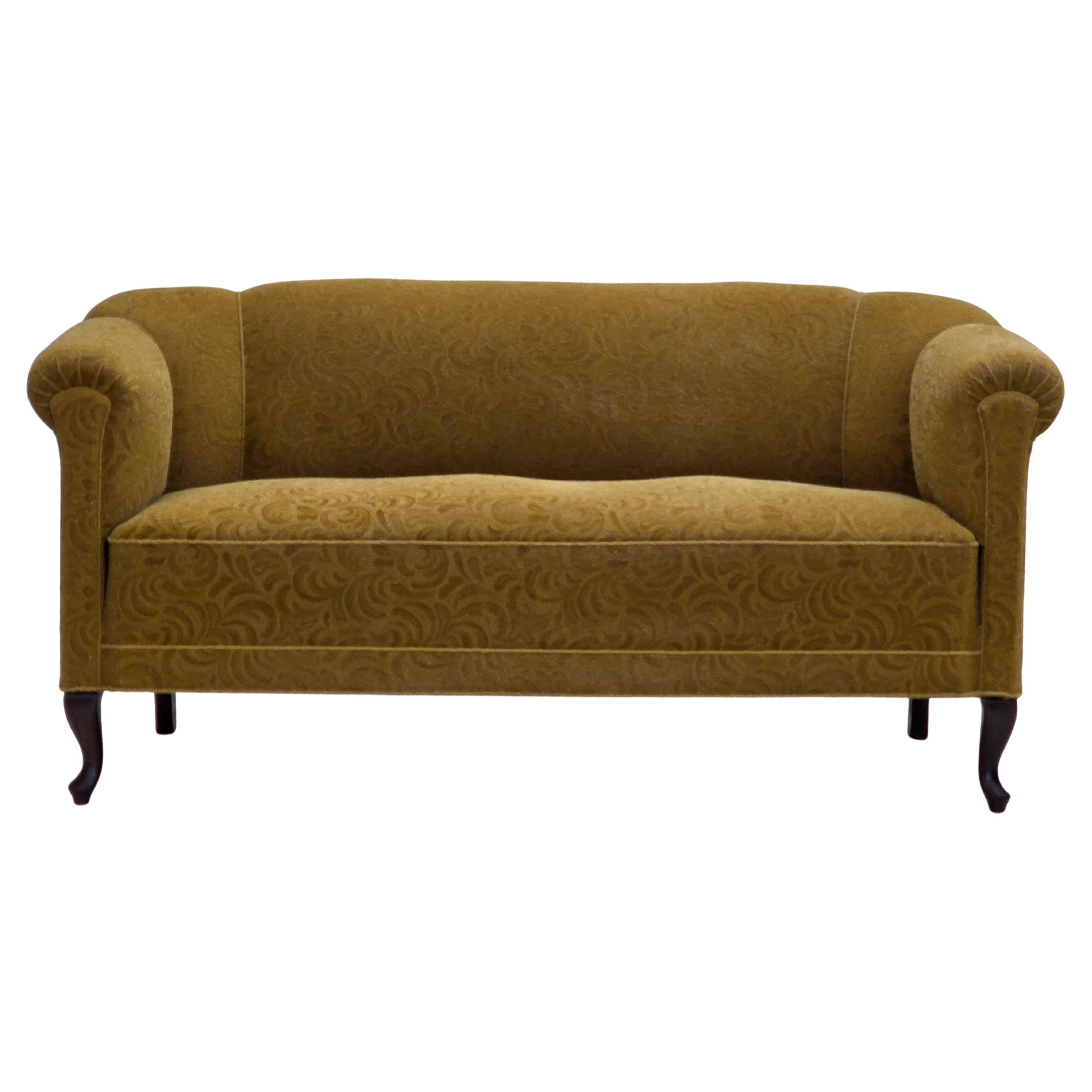 1950s, Danish 2-seater sofa, original green furniture wool.