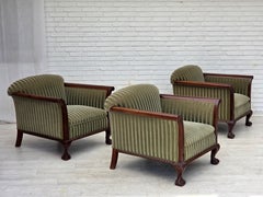 1950s, Danish armchair, furniture velour, teak wood.