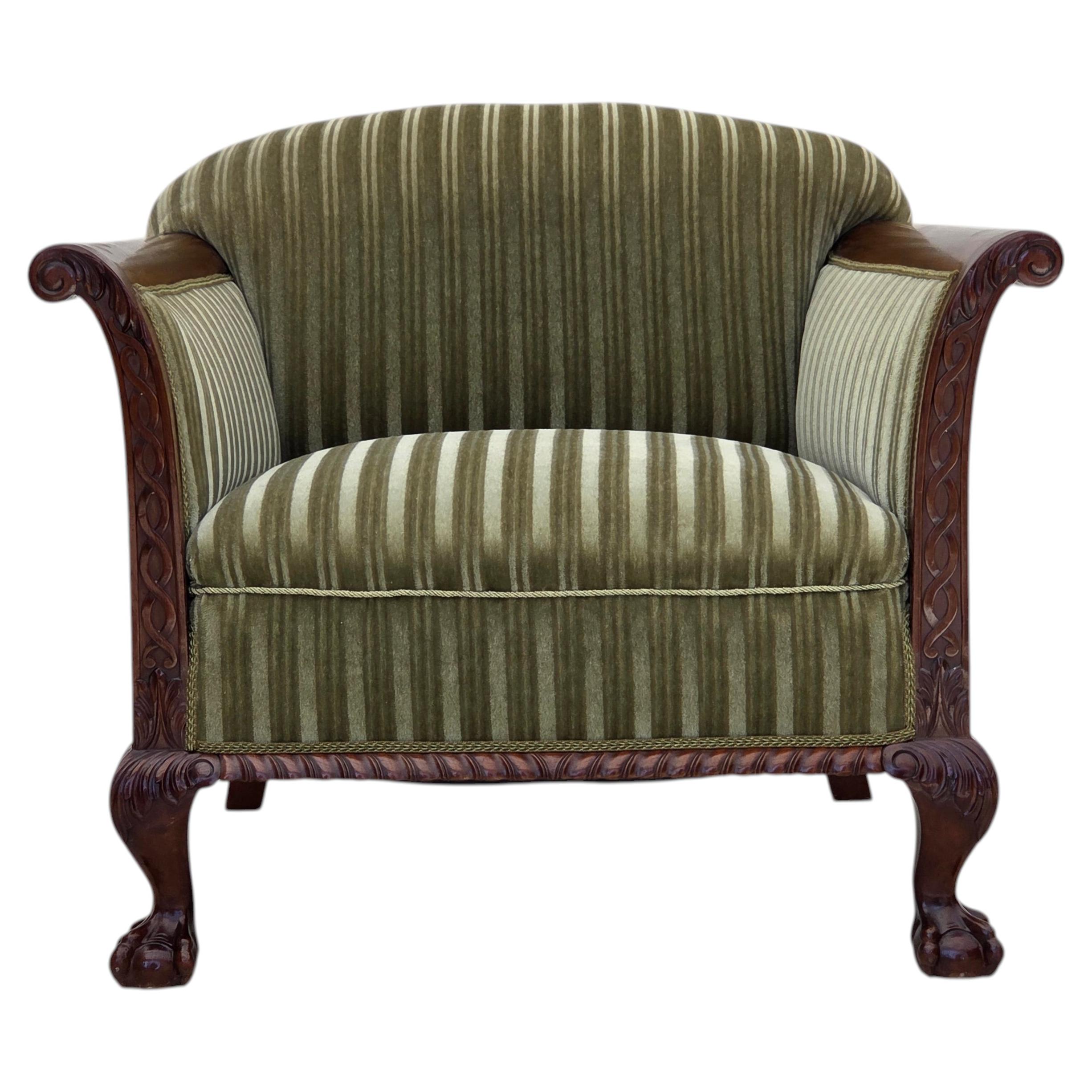 Años 50, sillón danés, tapizado de terciopelo, madera de teca. en venta