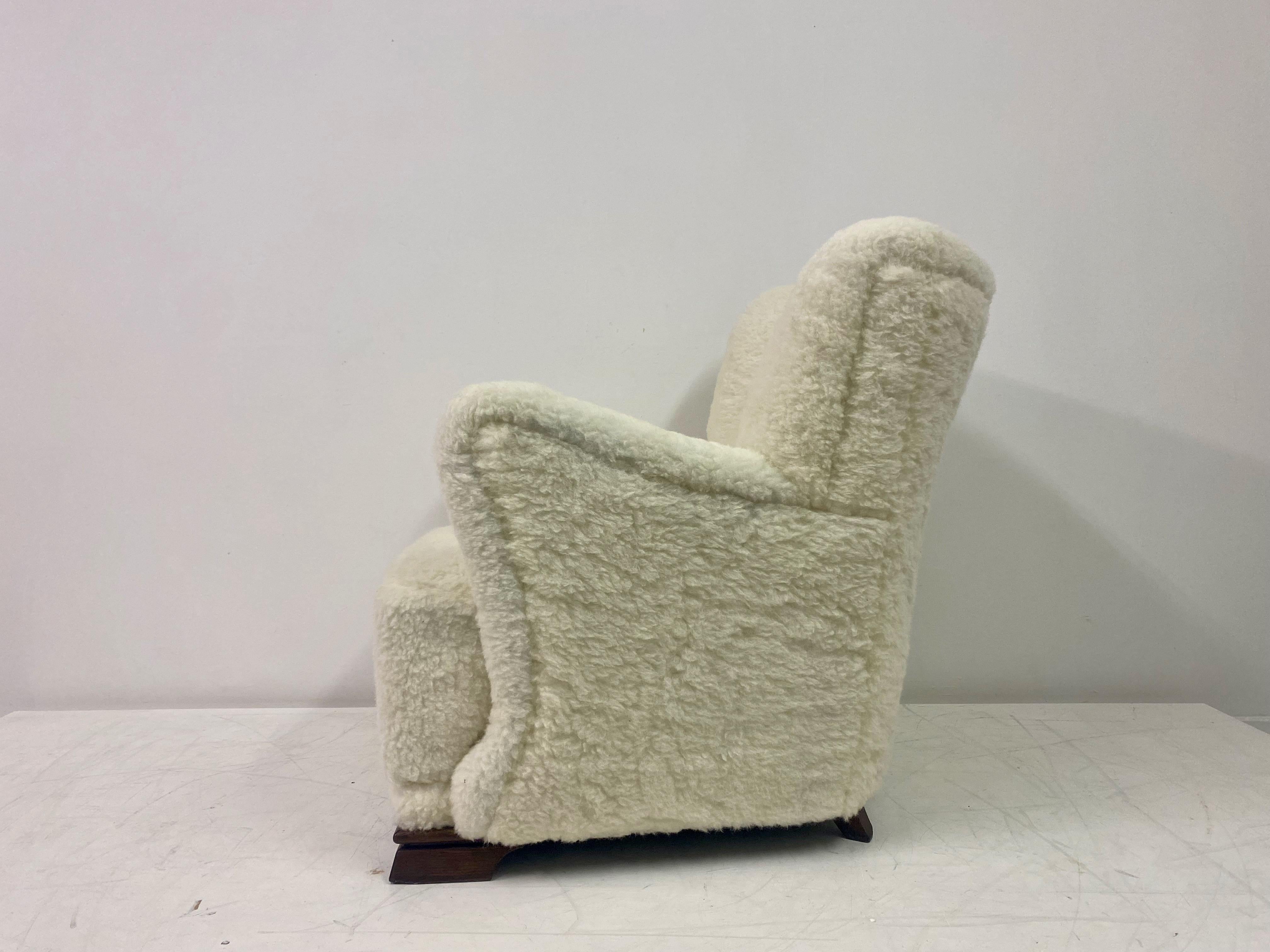 1950s Danish Armchair in Lambs Wool For Sale 1