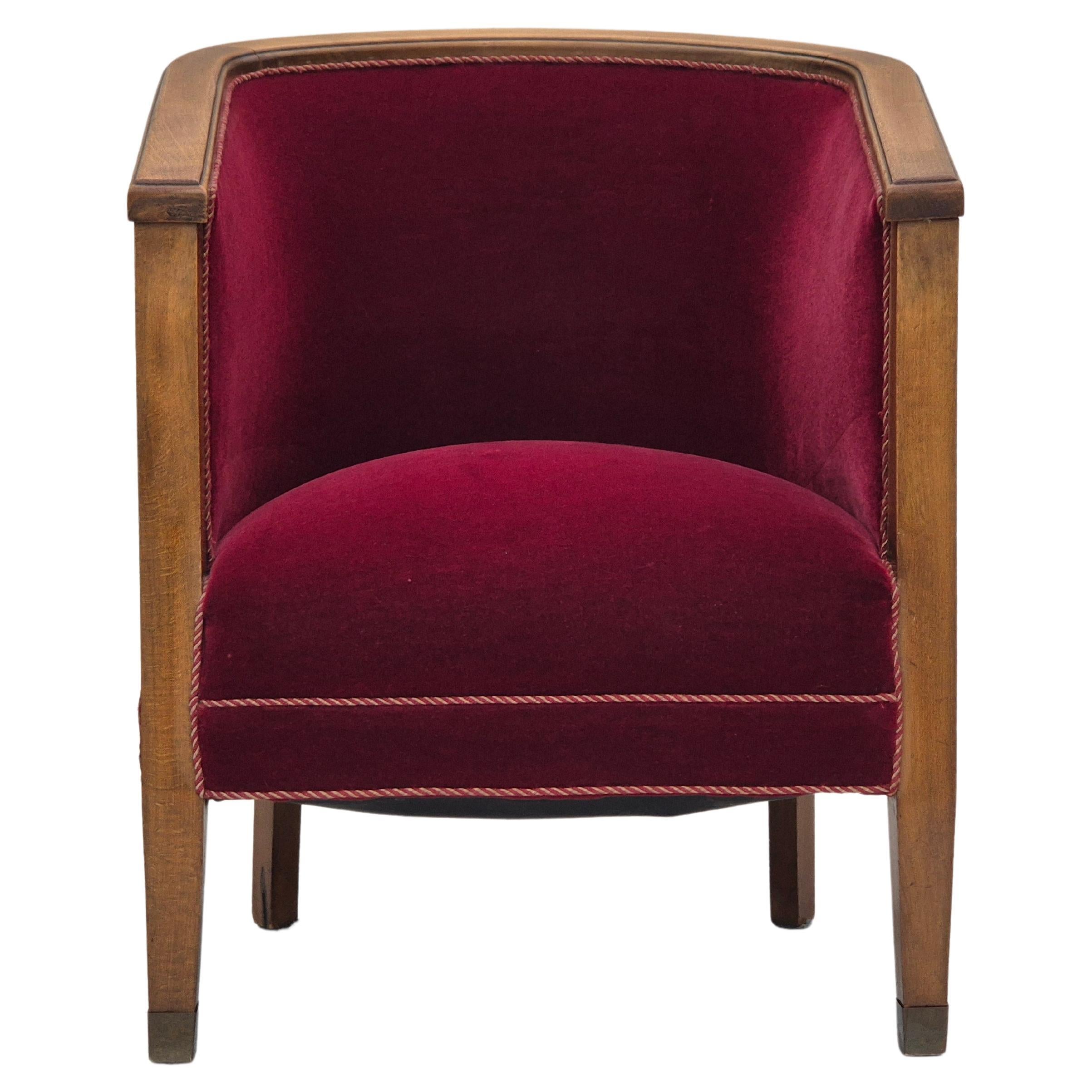1950s, Danish armchair, original condition, furniture velour, beech wood. For Sale