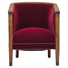 Retro 1950s, Danish armchair, original condition, furniture velour, beech wood.