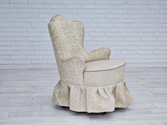1950s, fauteuil Whiting, reupholstered, creamy/white floral fabric.