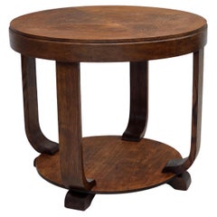 Años 50, mesa de centro artdeco danesa con estante, madera de roble.
