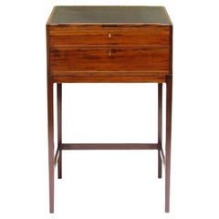 1950s Danish Campaign Writing Desk In Mahogany & Leather By Svend Langkilde