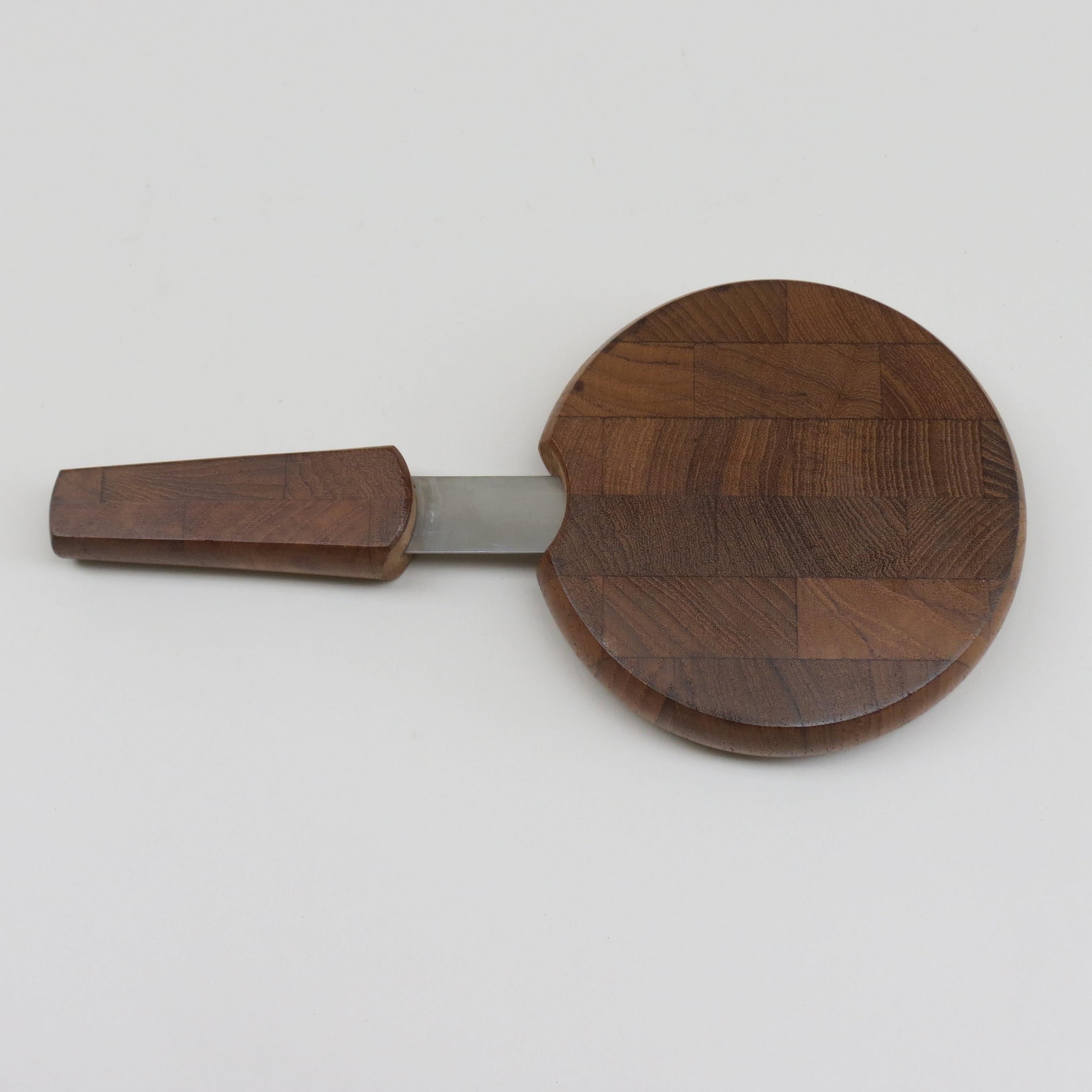 English 1950s Danish Cheese board and Knife by Dansk Design Jens Quistgaard