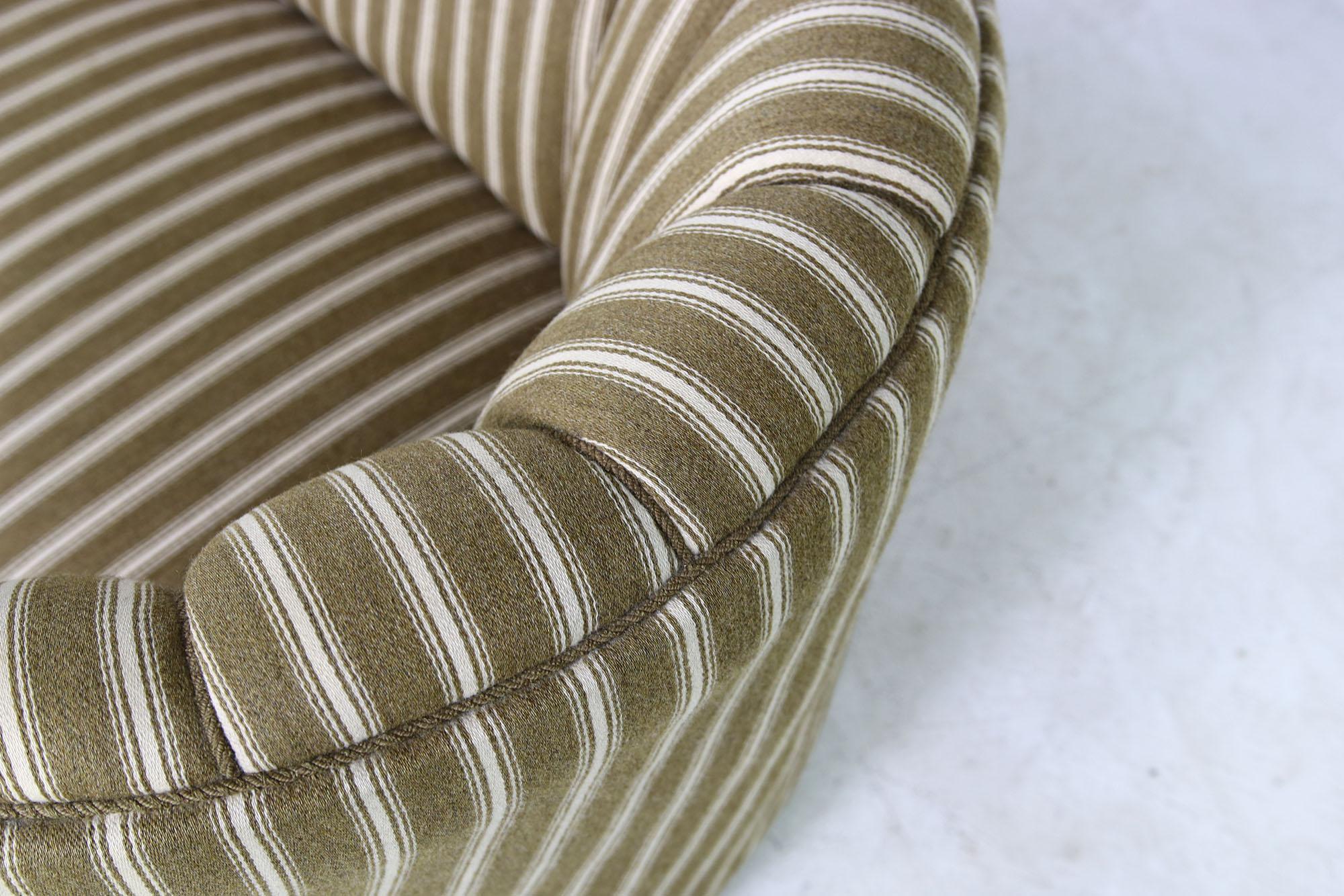 cream striped sofa