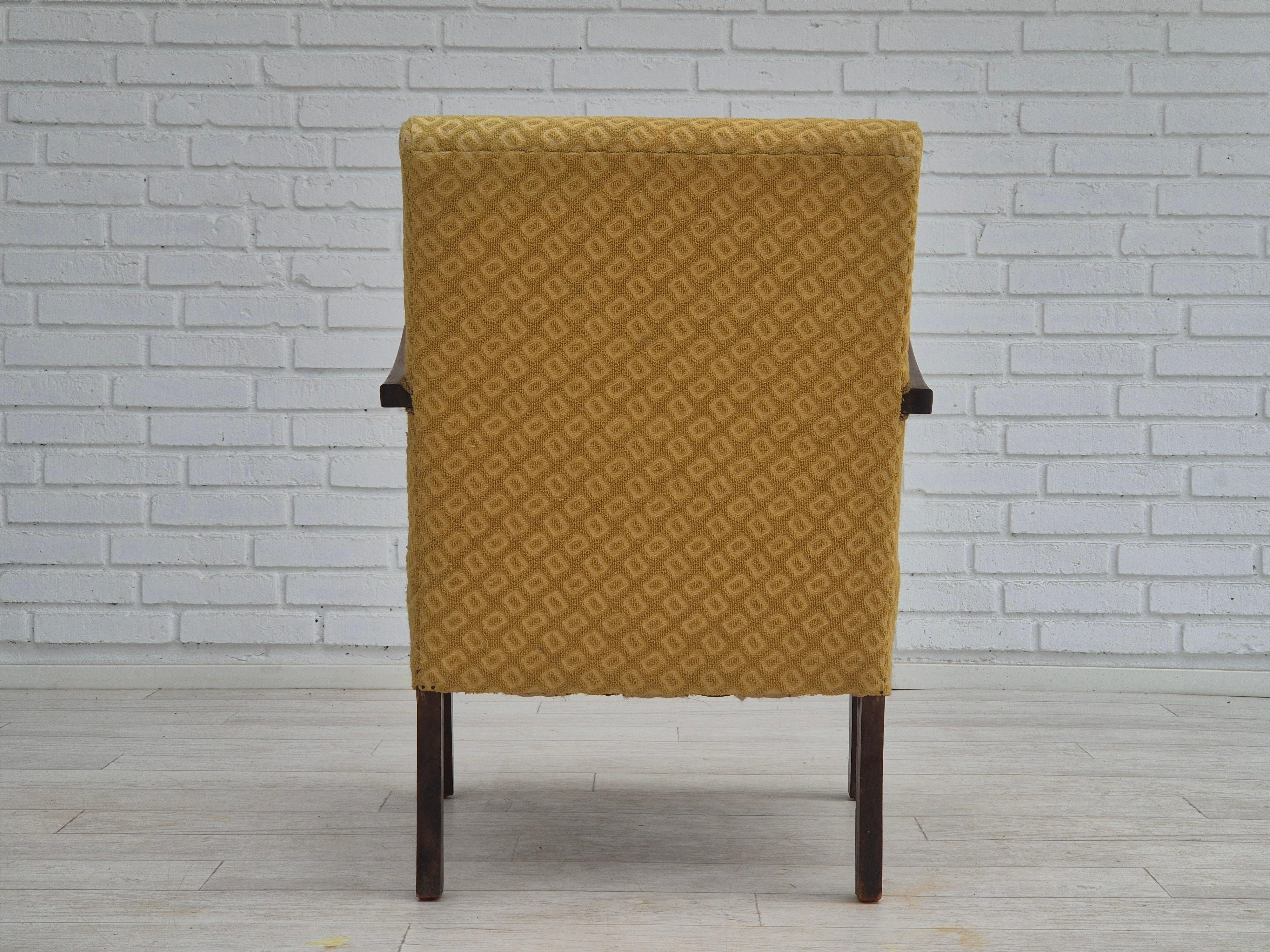 Mid-20th Century 1950s, Danish design, armchair in original condition, furniture cotton/ wool. For Sale
