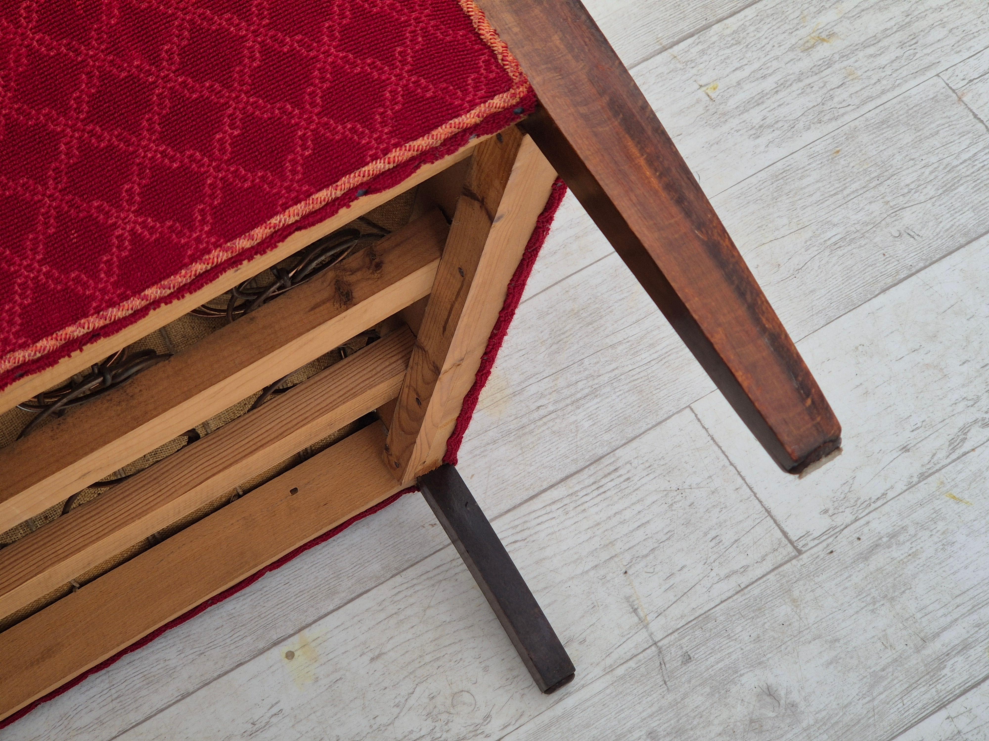 Années 50, Design/One, fauteuil, état d'origine, tissu coton-laine rouge. en vente 7