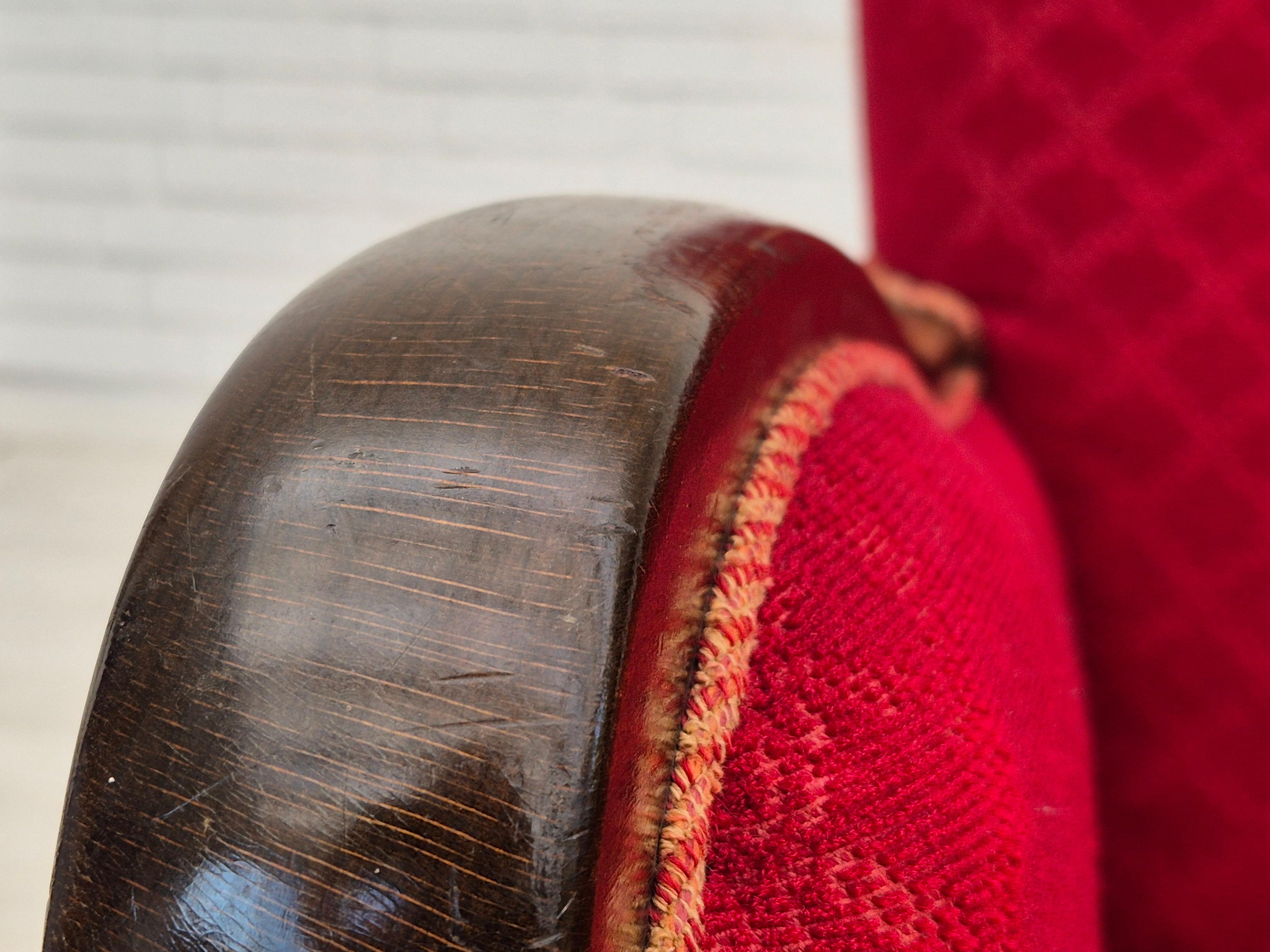 Années 50, Design/One, fauteuil, état d'origine, tissu coton-laine rouge. en vente 2