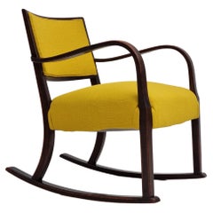 1950s, Danish Design by Fritz Hansen, Rocking Chair, Kvadrat Furniture Wool