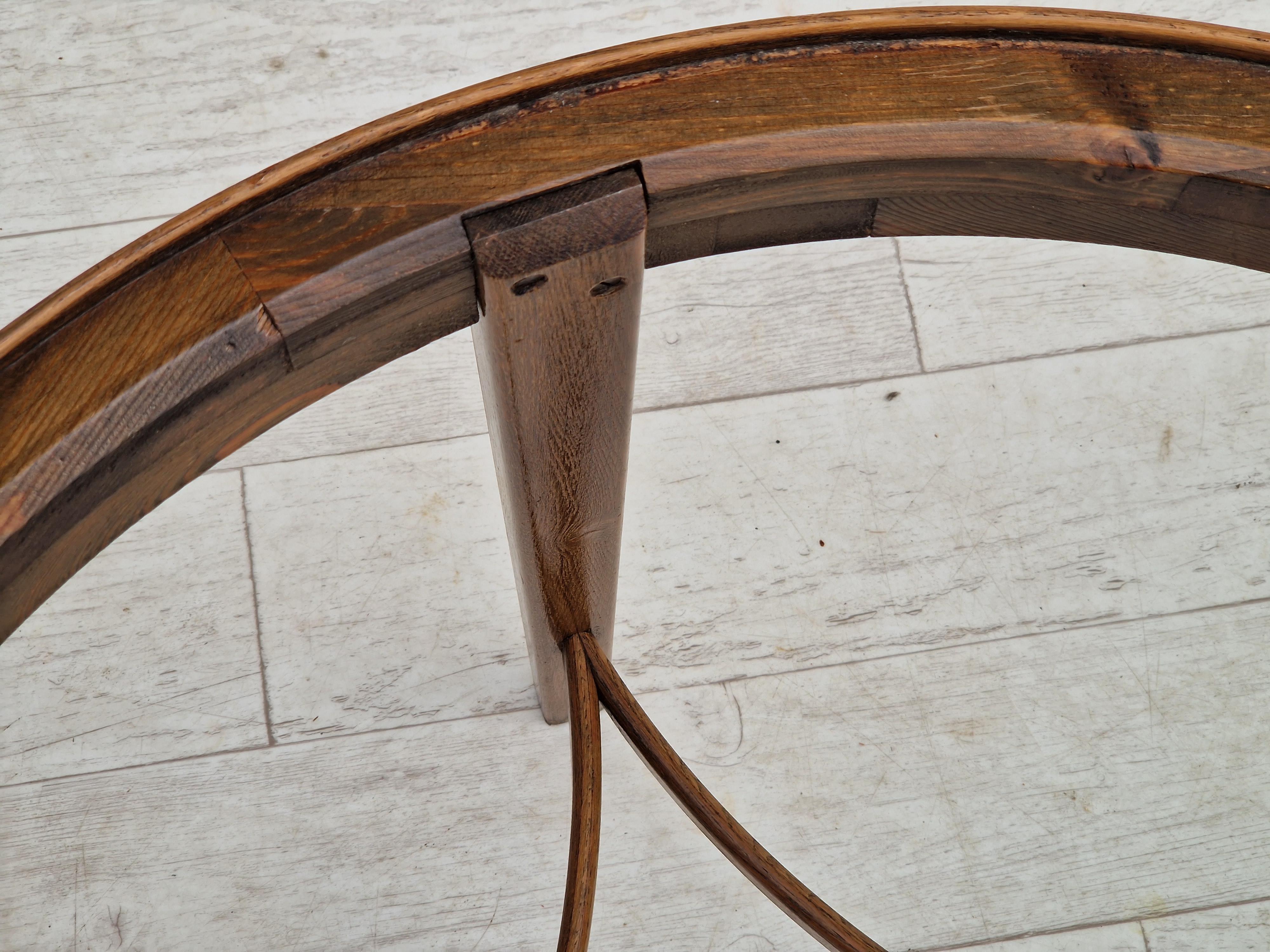 1950s, Danish design, coffee table, glass, oak wood, original condition. 4