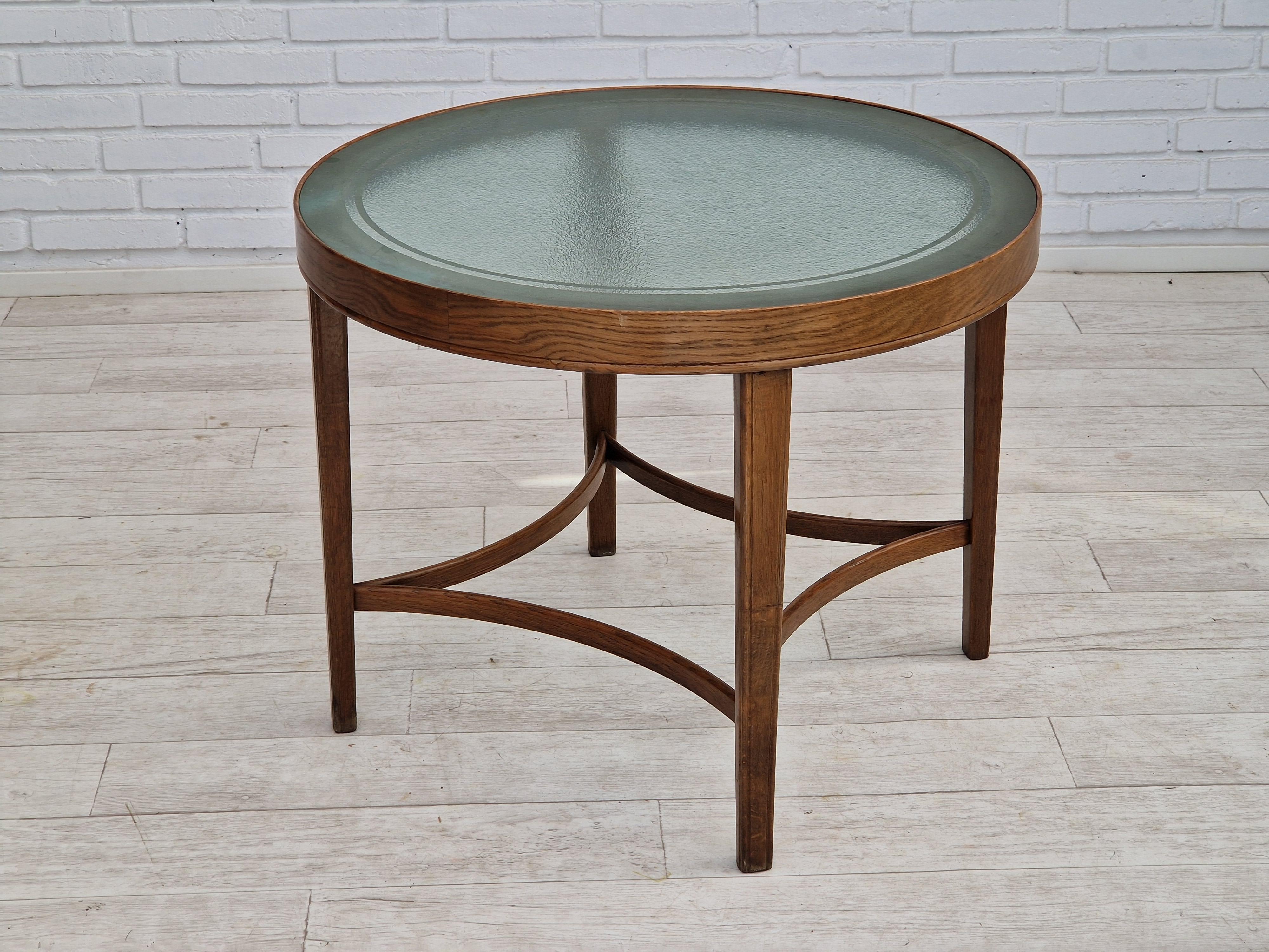 1950s, Danish design, coffee table, glass, oak wood, original condition. 7