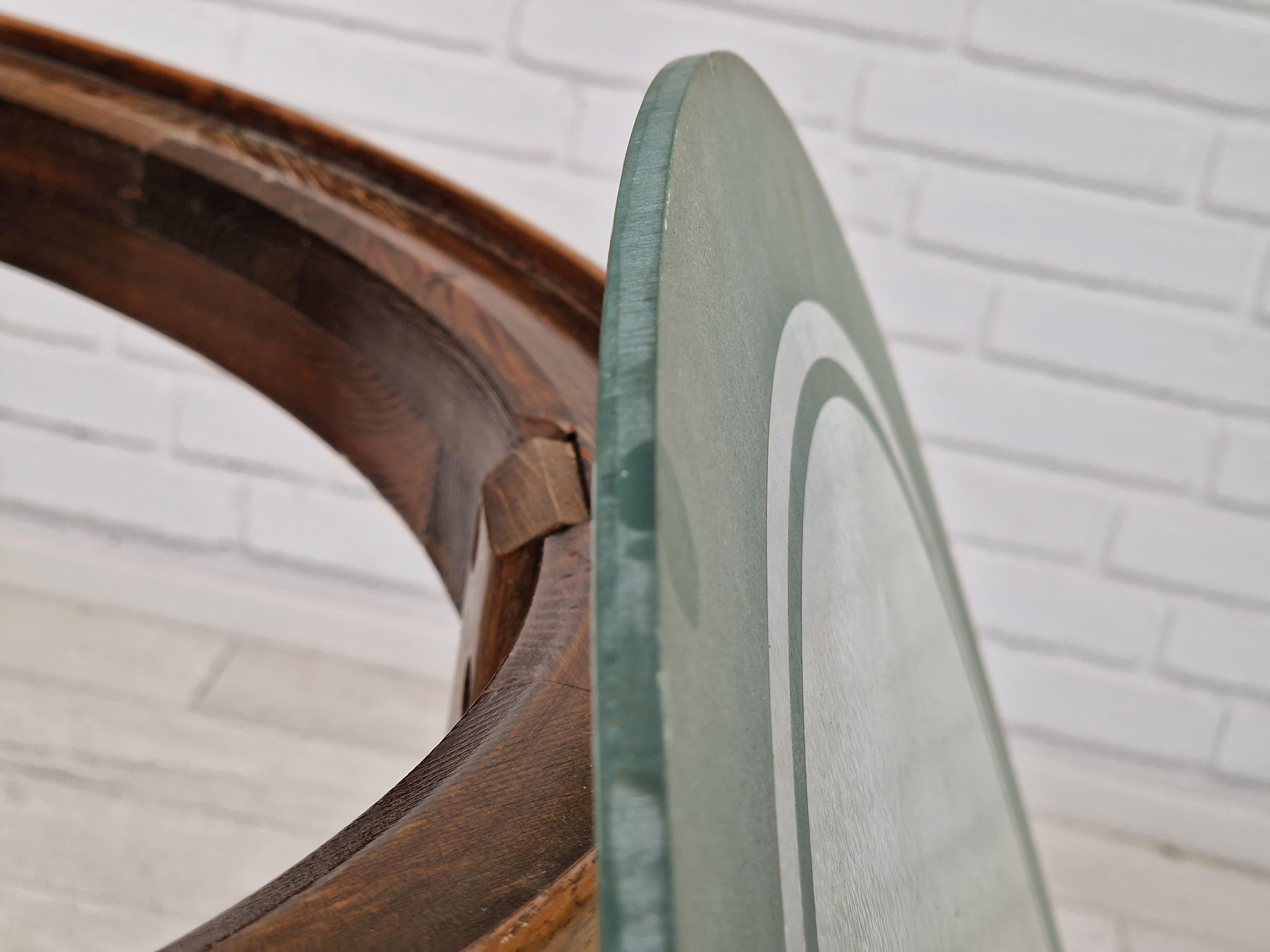 1950s, Danish design, coffee table, glass, oak wood, original condition. 3